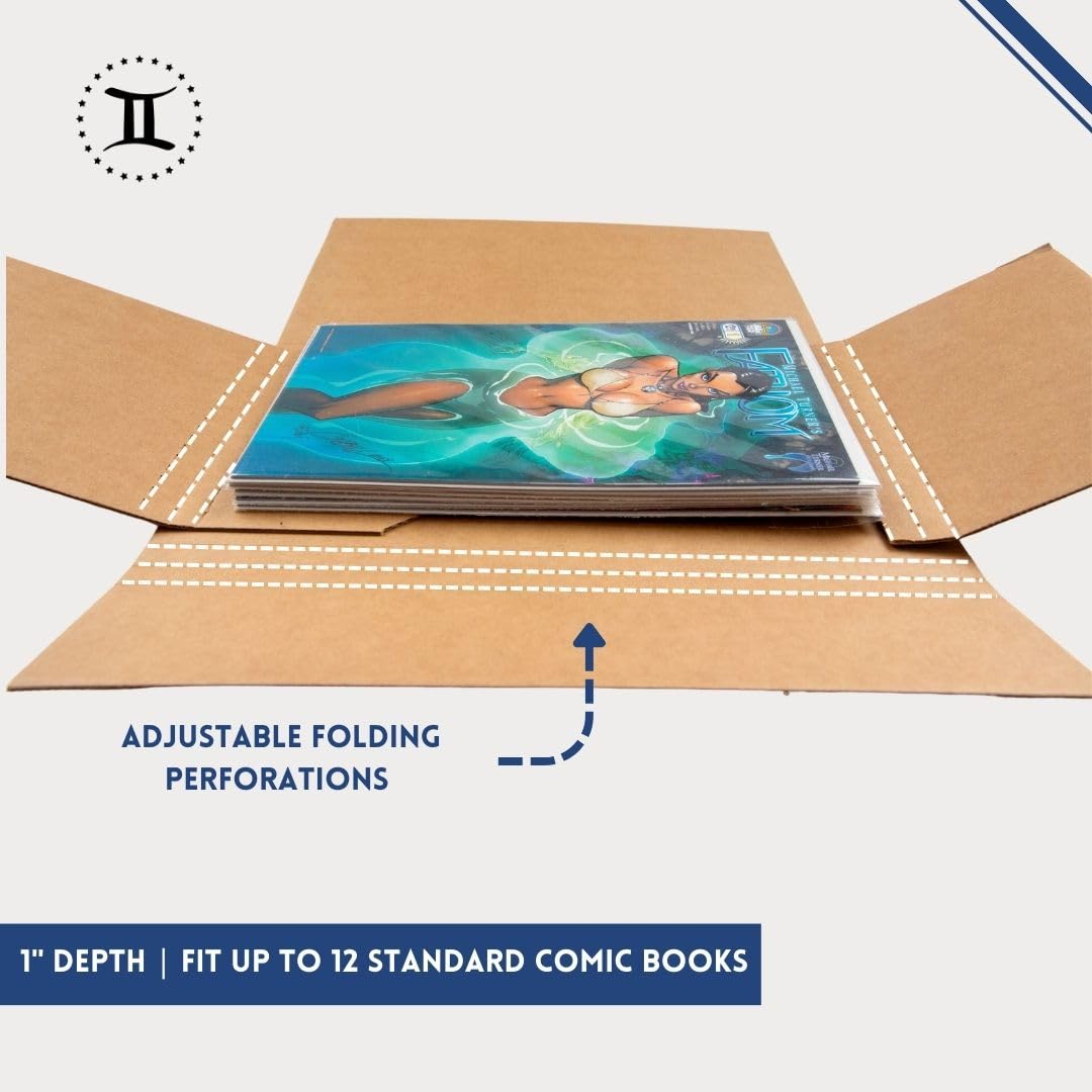 Gemini Comic Book Mailers with Filler Pads - 50 Pack of Protective Shipping Envelopes & Padding | Stay Flat, Crush Proof, Bend Resistant | Ultimate Protection for Comics, Manga & Collectibles | Perfect for eBay, Amazon & Online Sellers Shipping Valuable Items