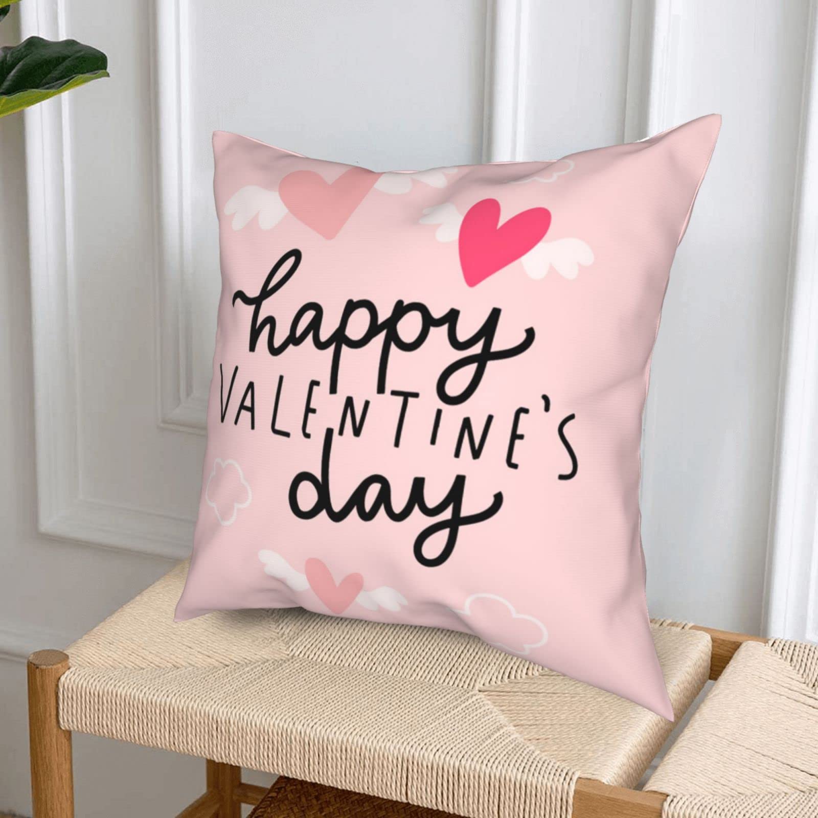 Valentine's Day Pillow Covers Set of 4 - 18x18 Inch Heart & Love Throw Pillow Covers for Sofa, Couch - Romantic Home Decor for Valentine's Gifts, Anniversary, Bedroom & Living Room Decorations