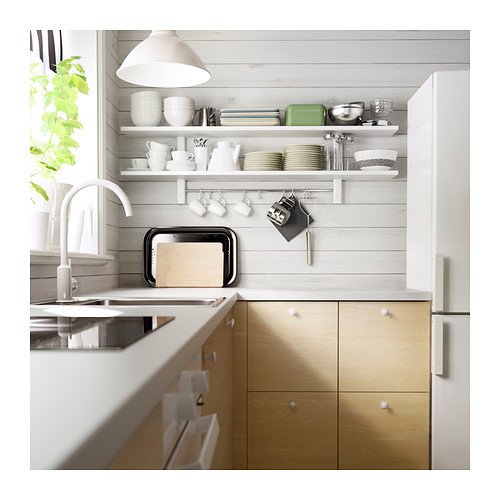 Varde White Wall Shelf with 5 Hooks - Space-Saving Storage for Entryway, Bathroom & Kitchen Organization