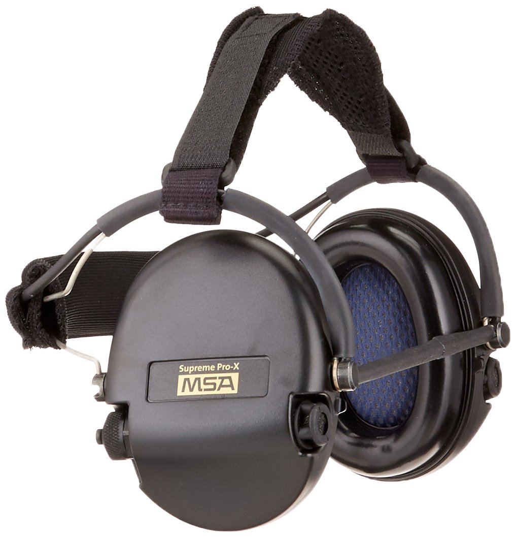 MSA 10082166 Supreme Pro-X Safety Earmuff with Black Neckband & Cups - Noise Reduction for Shooting, Construction, and Industrial Work
