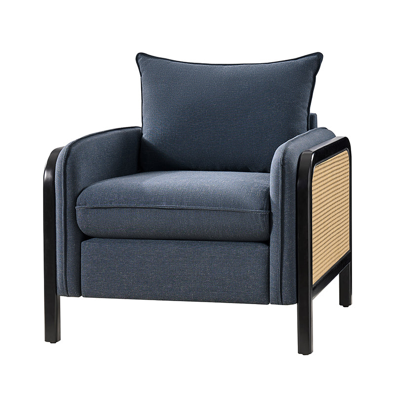 Coastal Rattan Accent Chair with Soft Cushions - Boho Wicker Lounge Chair for Living Room, Bedroom & Patio - Comfortable Indoor Outdoor Seating Furniture for Home Decor