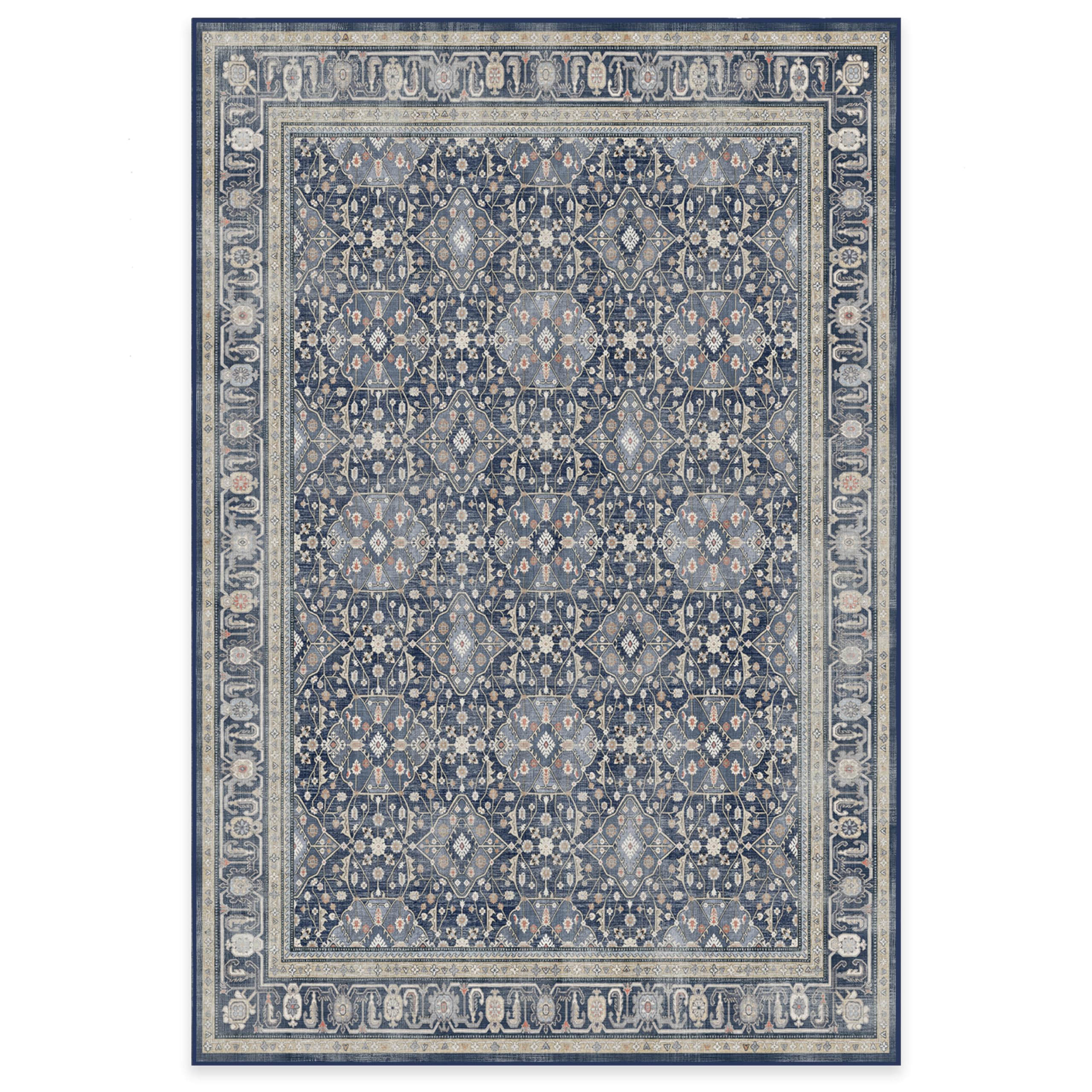 Ruggable Washable 6x9 Area Rug - Alessia Dusk Blue | Premium Non-Slip Living Room, Bedroom, Kitchen Rug with Gripper Pad | Perfect for Home, Office & Classroom Decor