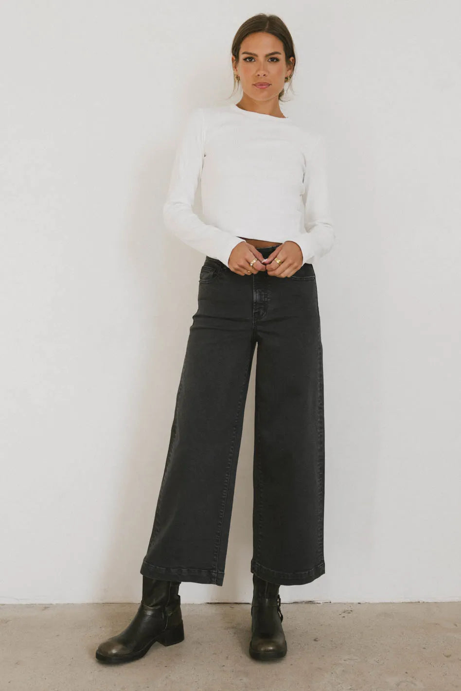 Atzi Women's High Waisted Wide Leg Jeans - Stretch Denim Pants for Casual & Office Wear - FINAL SALE