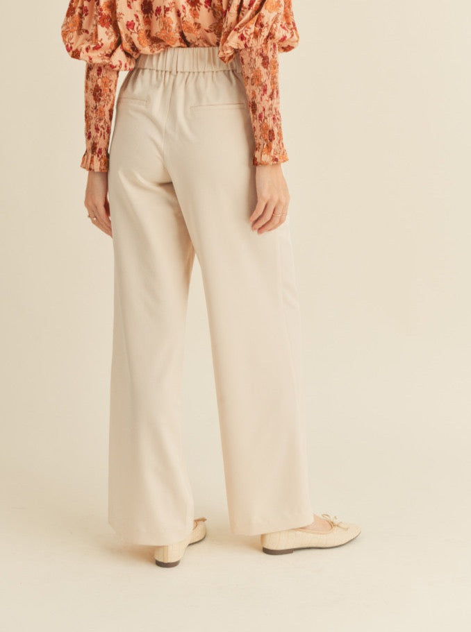 Bamboo Fiber Oat Milk Colored Women's Trousers - Eco-Friendly Comfort Pants for Casual Wear & Office Outfits