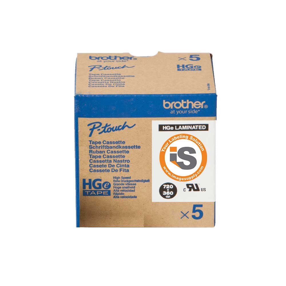 Brother 1.5 Inch Black on Yellow Heavy Duty Adhesive Tape - 5 Pack (HGeS6615PK) - Ideal for Shipping, Packaging & Industrial Use