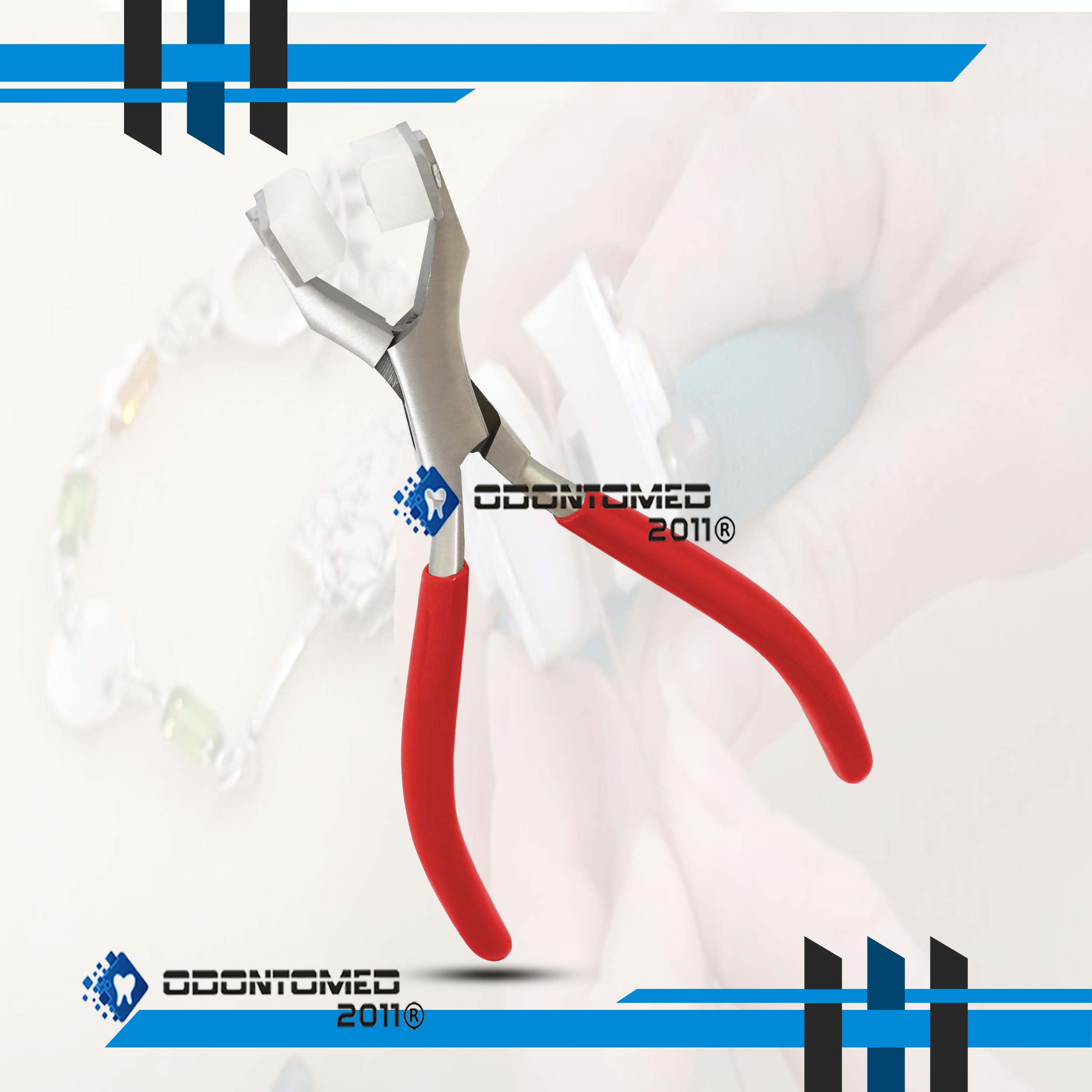 Professional Stainless Steel Jewelry Pliers Set - OdontoMed2011 Bracelet Repair Tool with Nylon Jaws & Red Grip Handle for Ring Bending, Spring Forming & Jewelry Making | Perfect for DIY Crafts, Jewelry Repair & Metalworking Projects