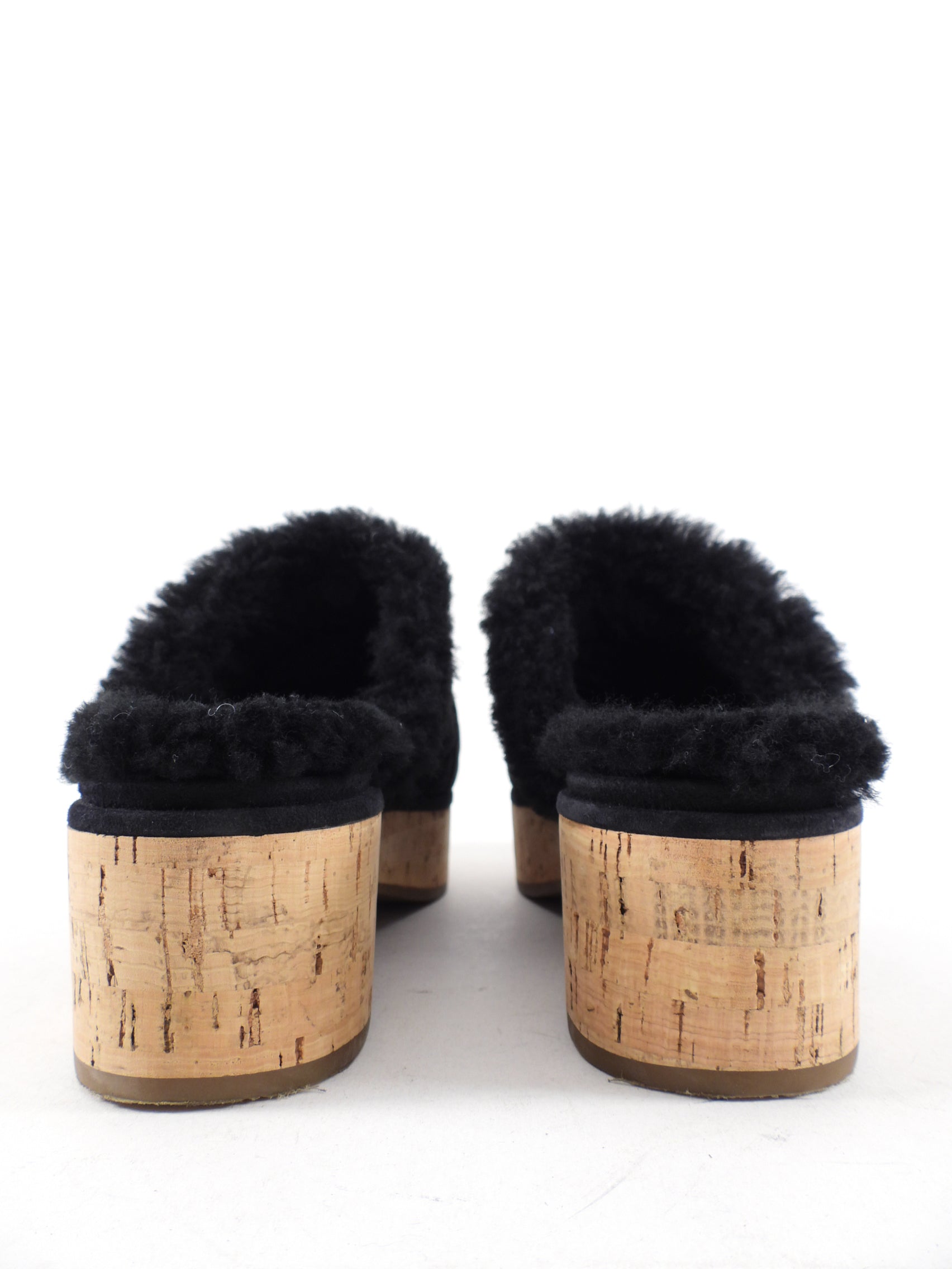 Chanel 21A Black Shearling CC Turn Clasp Quilted Cork Mules Size 37 - Luxury Designer Slides for Women | Perfect for Casual Outings, Date Nights & Fashionable Comfort