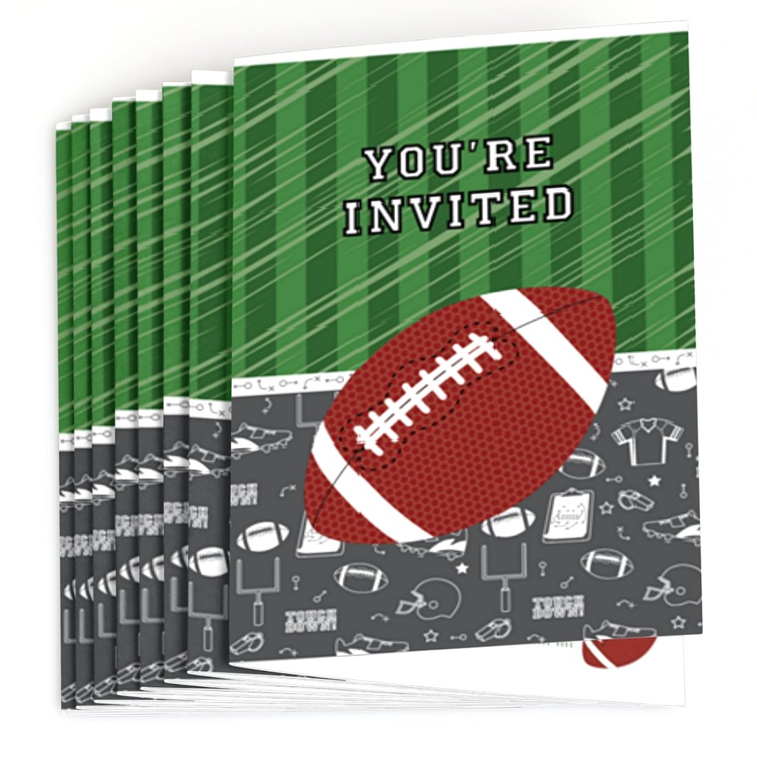 Big Dot of Happiness End Zone Football Baby Shower & Birthday Party Invitations - 8 Count - Perfect for Sports Themed Celebrations and Game Day Events