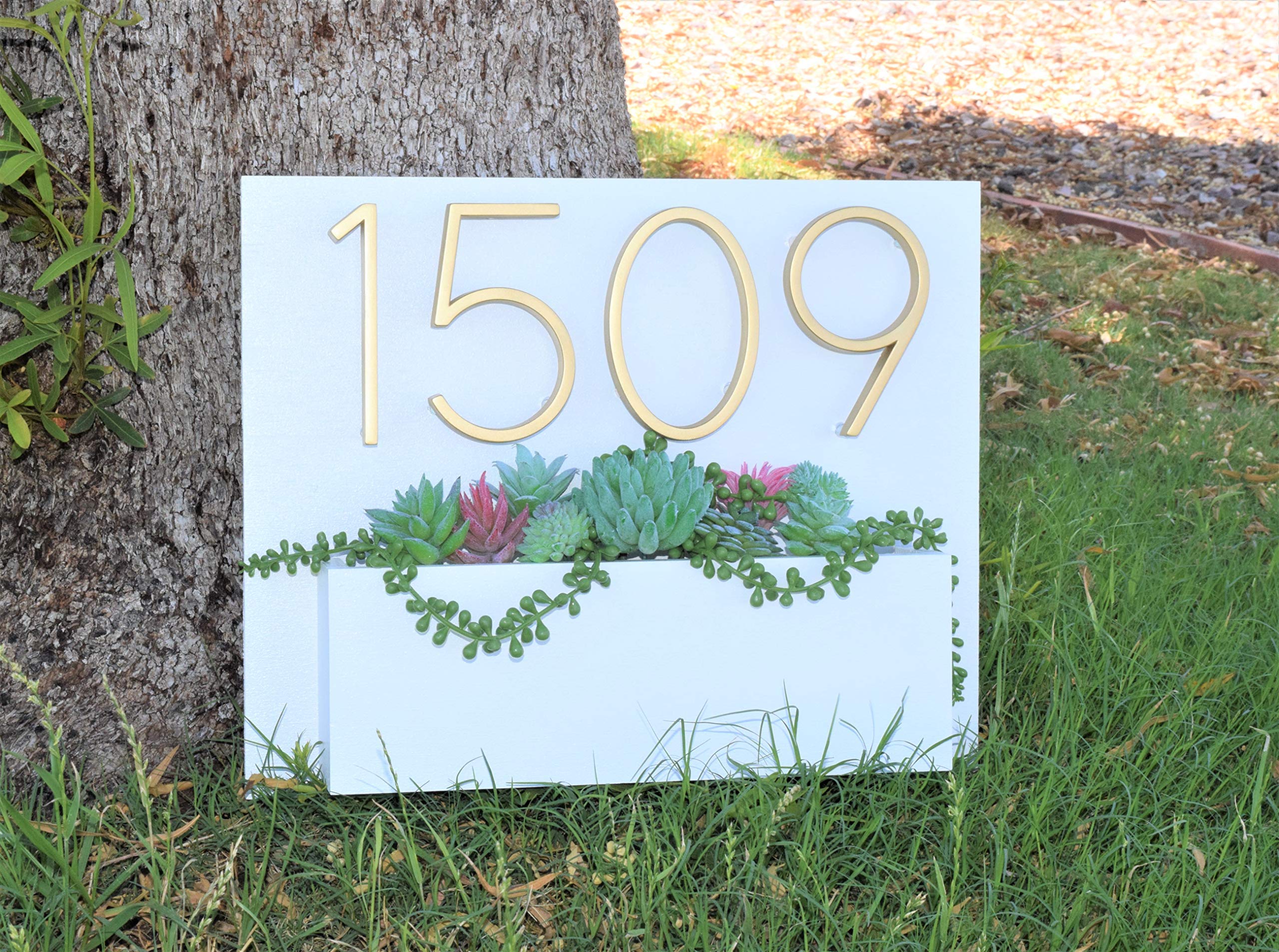 Custom Address Sign with Planter Box - Personalized House Number Plaque for Front Porch & Garden Decor | Weatherproof Outdoor Address Planter for Mailbox, Yard, and Home Entryway