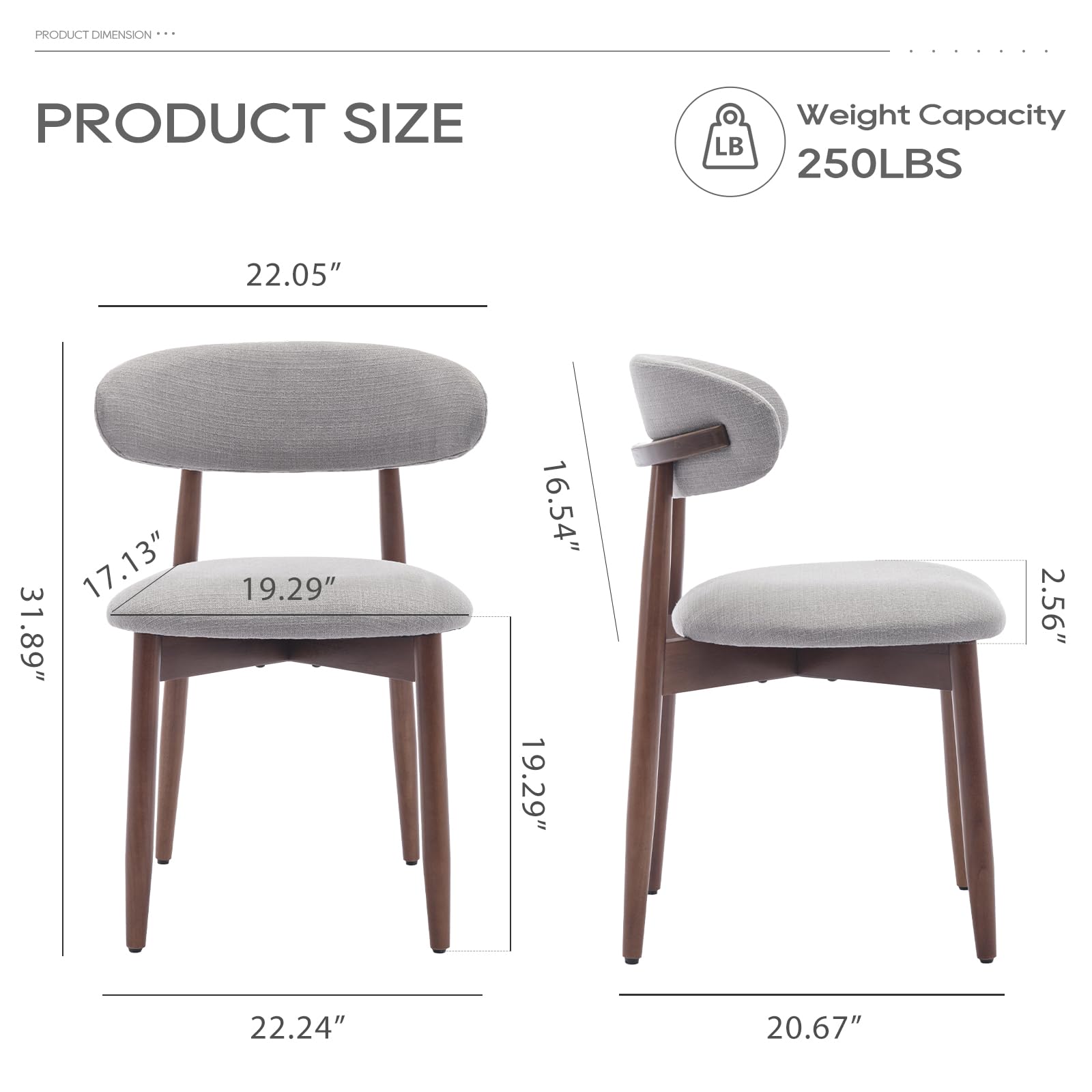 COLAMY Set of 4 Modern Farmhouse Dining Chairs - Light Grey Upholstered Wooden Kitchen Side Chairs with Foot Pegs | Perfect for Dining Room, Kitchen, Breakfast Nook & Small Spaces