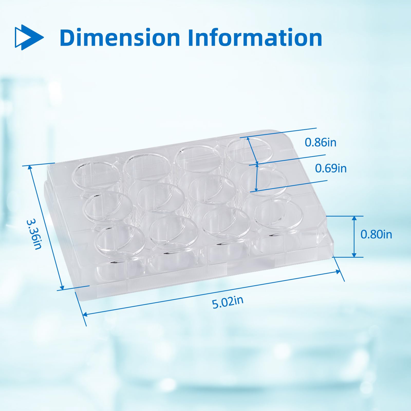 12-Well Sterile Polystyrene Cell Culture Plates with Lids - Individually Wrapped, Tissue Culture Treated for Laboratory Use | Ideal for Cell Growth, Chemical Reactions & Biomedical Research
