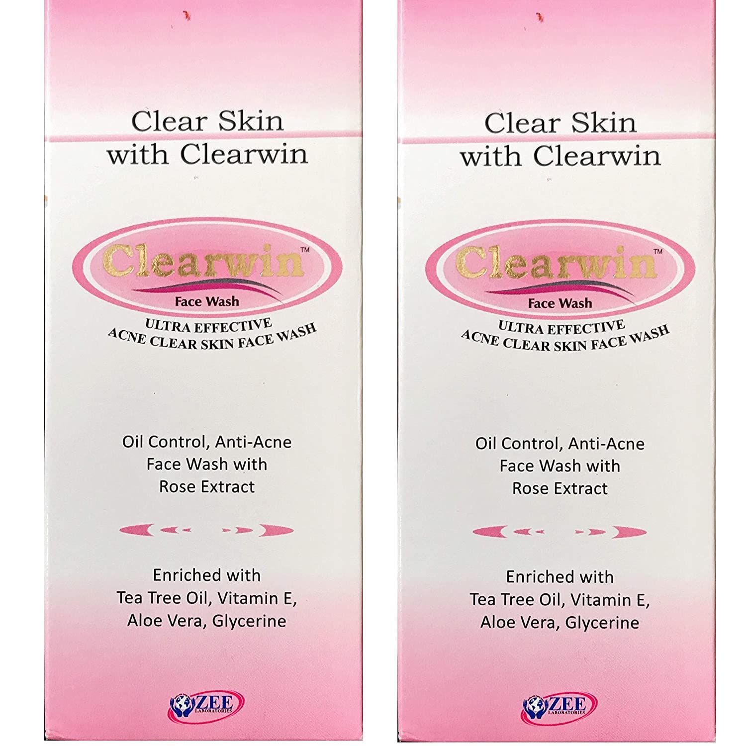 ZEE Clearwin Ultra Effective Acne Clear Skin Face Wash - Pack of 2 | Gentle Daily Cleanser for Oily & Acne-Prone Skin | Perfect for Morning & Night Skincare Routine