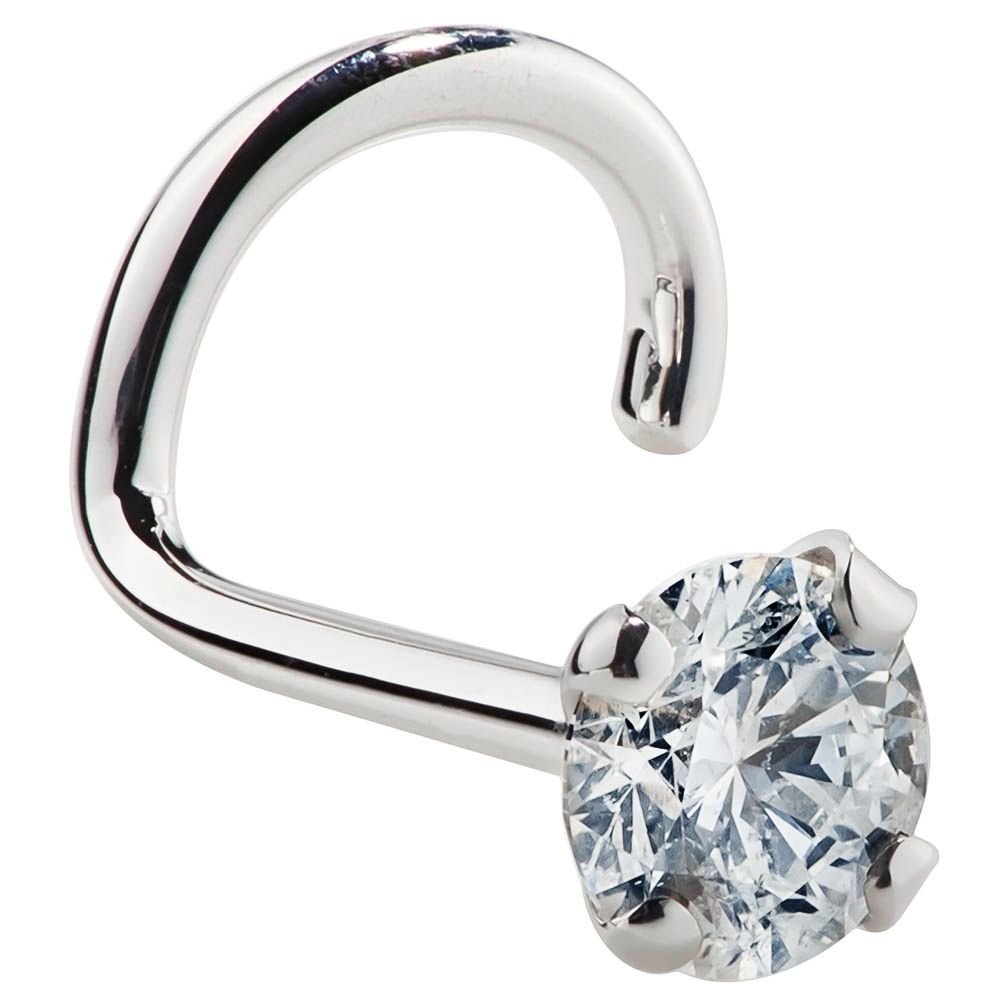 14K White Gold Genuine Diamond Nose Ring Stud - 20 Gauge Twist Screw with I1 Clarity | Hypoallergenic Body Jewelry for Women | Perfect for Everyday Wear, Parties & Special Occasions