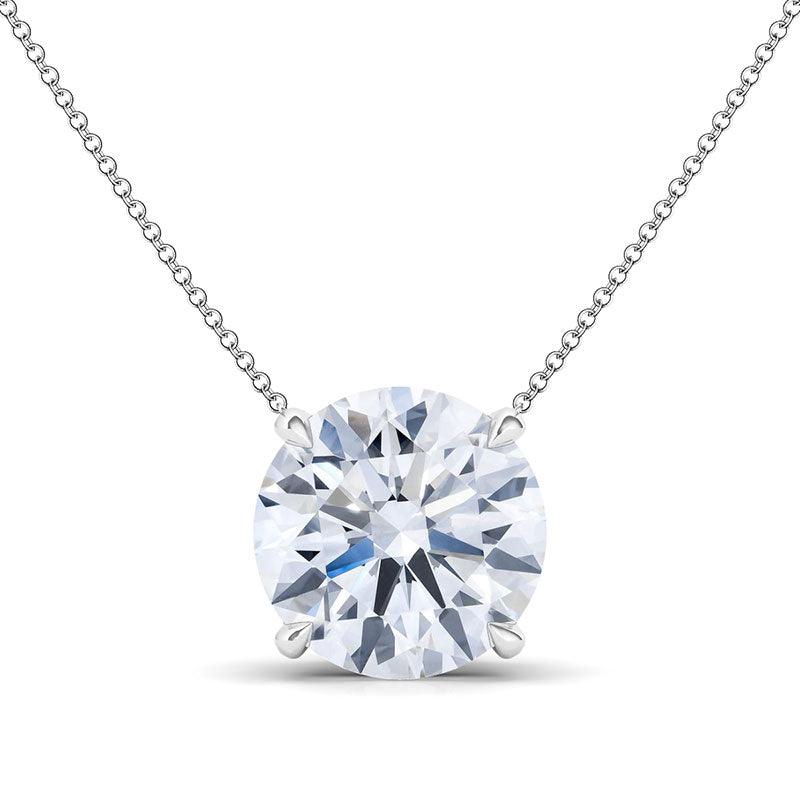 4 Prong Round Brilliant Diamond Pendant Necklace - 14K White Gold Solitaire Diamond Necklace for Women - Perfect for Anniversary, Birthday & Valentine's Day Gifts