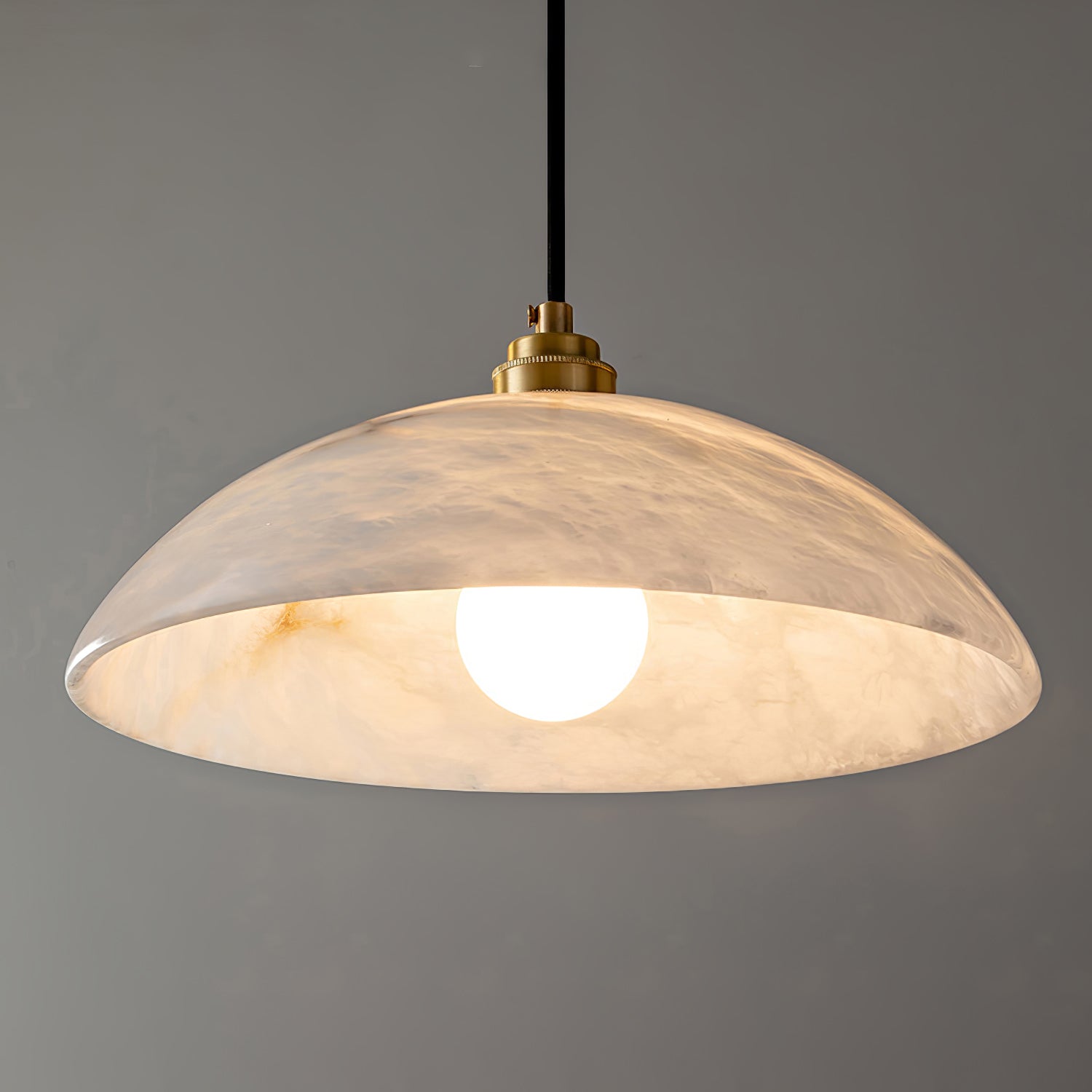 Modern Alabaster Dome Pendant Light - Elegant Ceiling Lighting Fixture for Dining Room, Kitchen Island & Living Room Decor