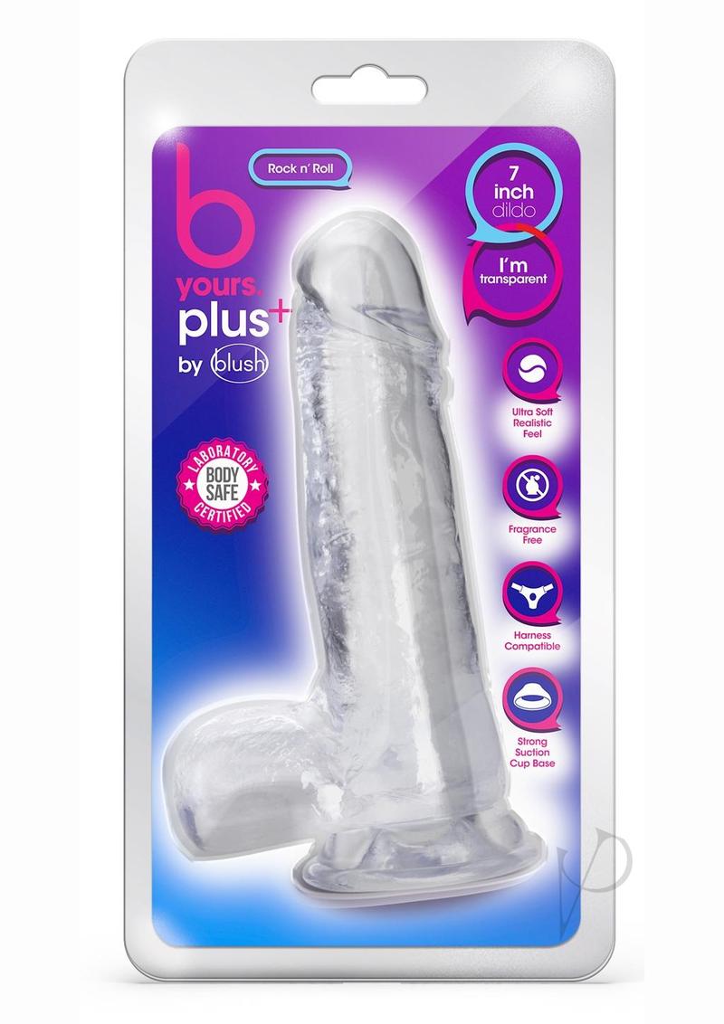 B Yours Plus Rock n' Roll Realistic Dildo with Balls - 7.25 Inch Clear Silicone Adult Toy for Couples & Solo Play - Perfect for Spicing Up Your Bedroom or Bachelorette Parties