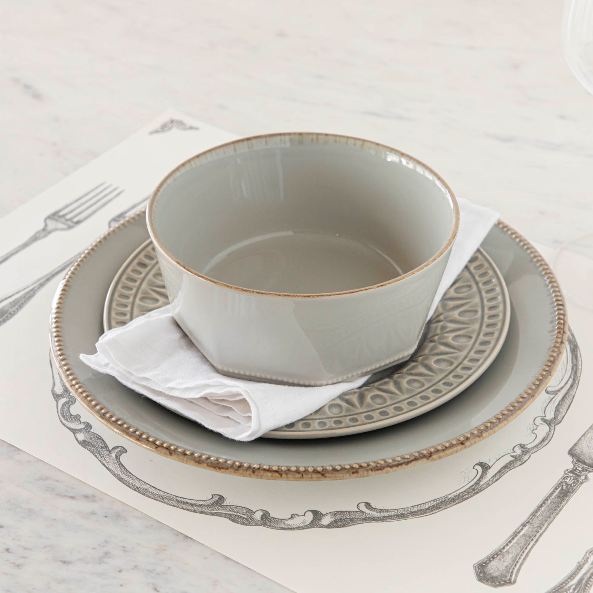 Crystal Grey Pearl Dinnerware Set - Elegant Tableware for Fine Dining, Dinner Parties & Special Occasions