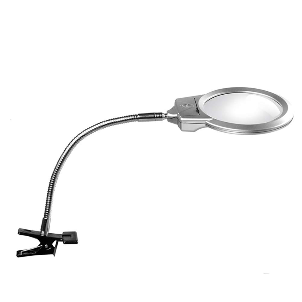 ElectroOptix 2.25X & 5X LED Magnifying Lamp with Desk Clip - Hands-Free Illuminated Magnifier for Reading, Crafts, Jewelry Repair, and Electronics Maintenance (Battery Powered)