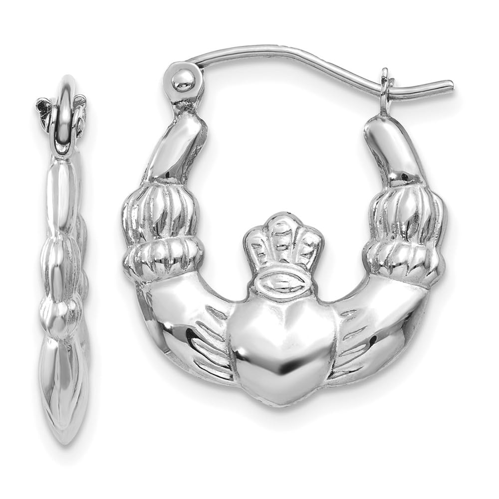 14K White Gold Claddagh Hoop Earrings for Women - Irish Celtic Knot Jewelry - Perfect for Weddings, Anniversaries & St. Patrick's Day Gifts