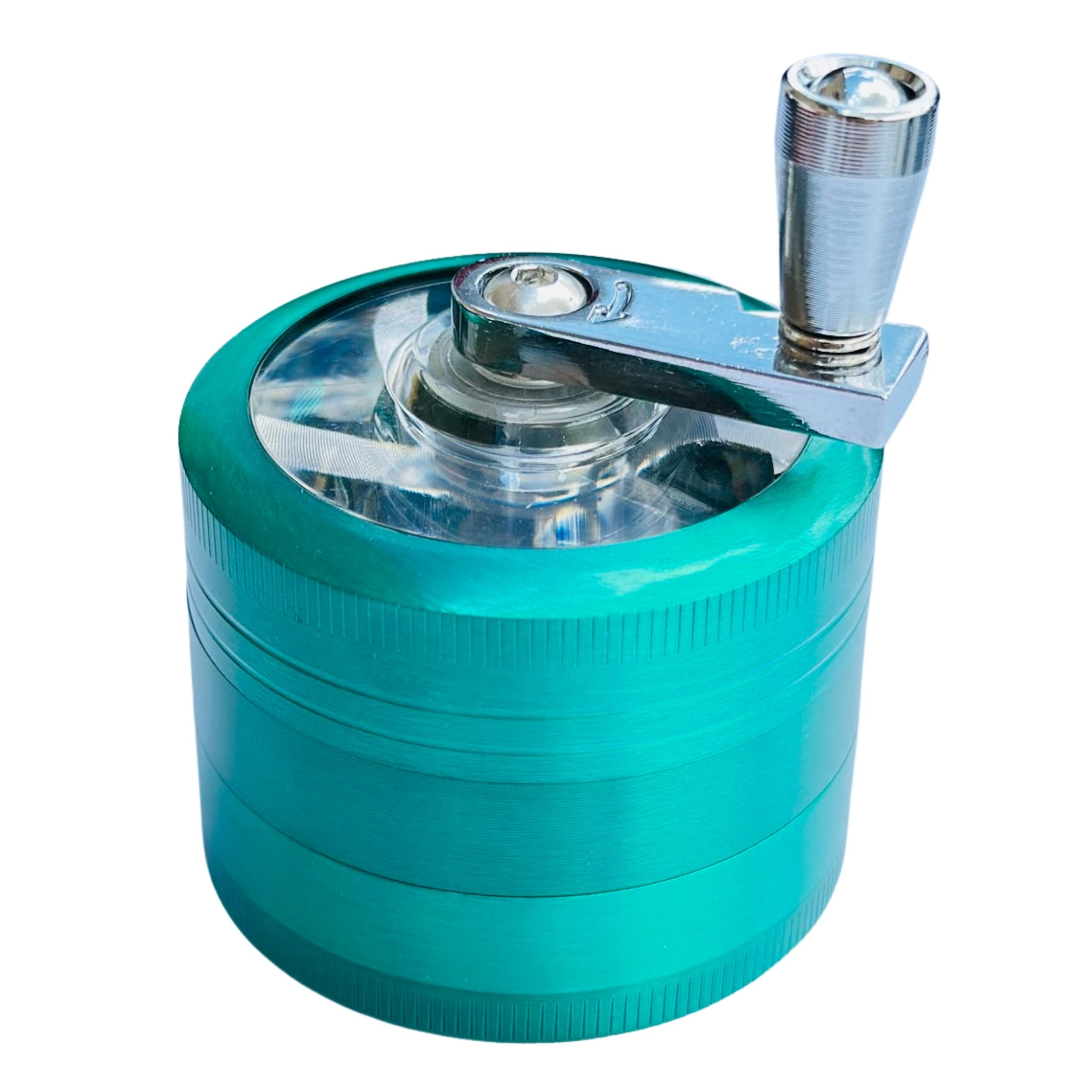 4-Piece 50mm Zinc Alloy Hand Crank Herb Grinder - Durable Metal Spice Crusher for Herbs, Tobacco & Seasonings (Green) - Perfect for Kitchen, Camping & Travel Use