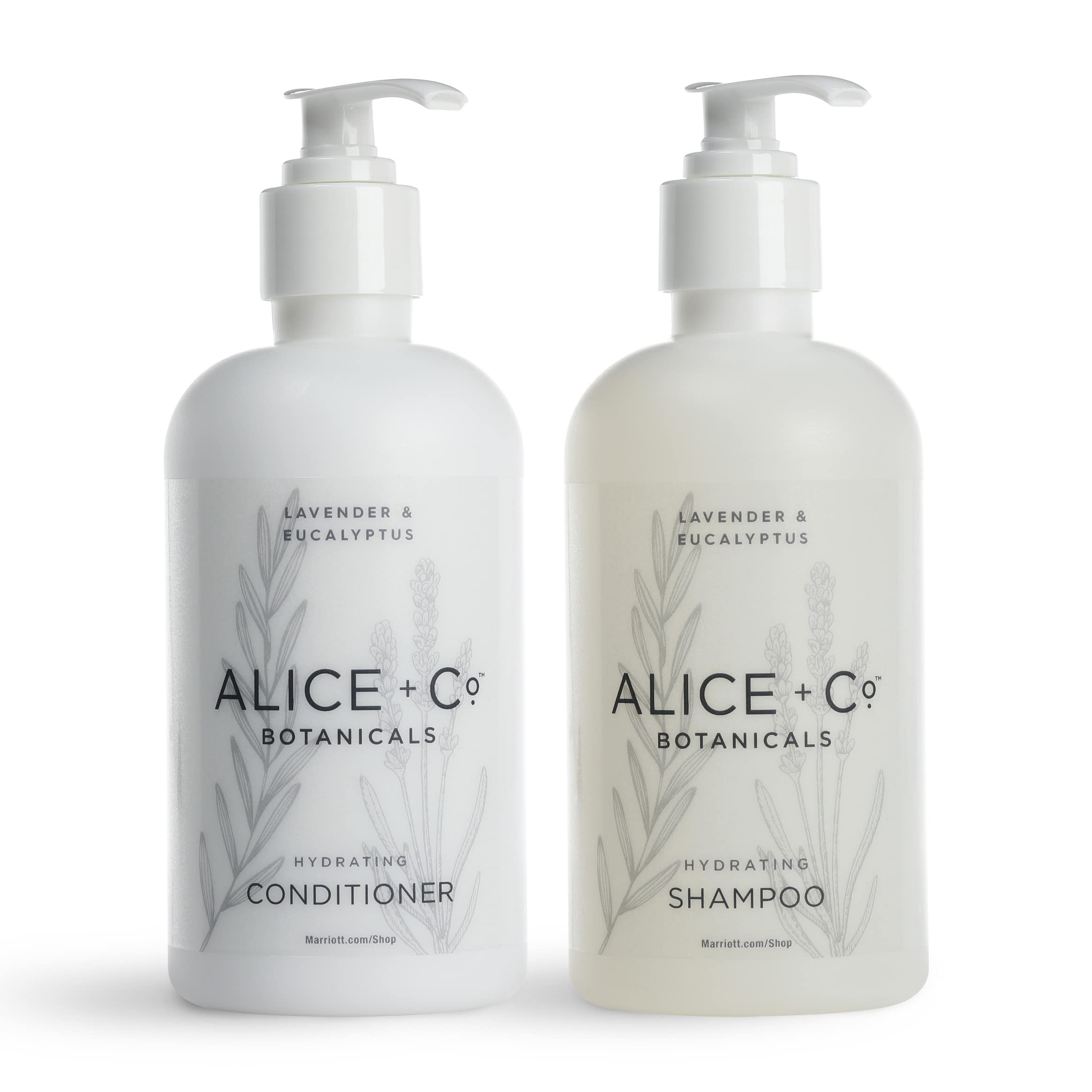 Fairfield by Marriott Hotel Bath Amenities Set - Lavender & Eucalyptus Shampoo, Conditioner, Body Wash & Lotion (8.5 oz) - Travel Size Hair & Body Care Kit for Hotels, Gyms & On-the-Go Use