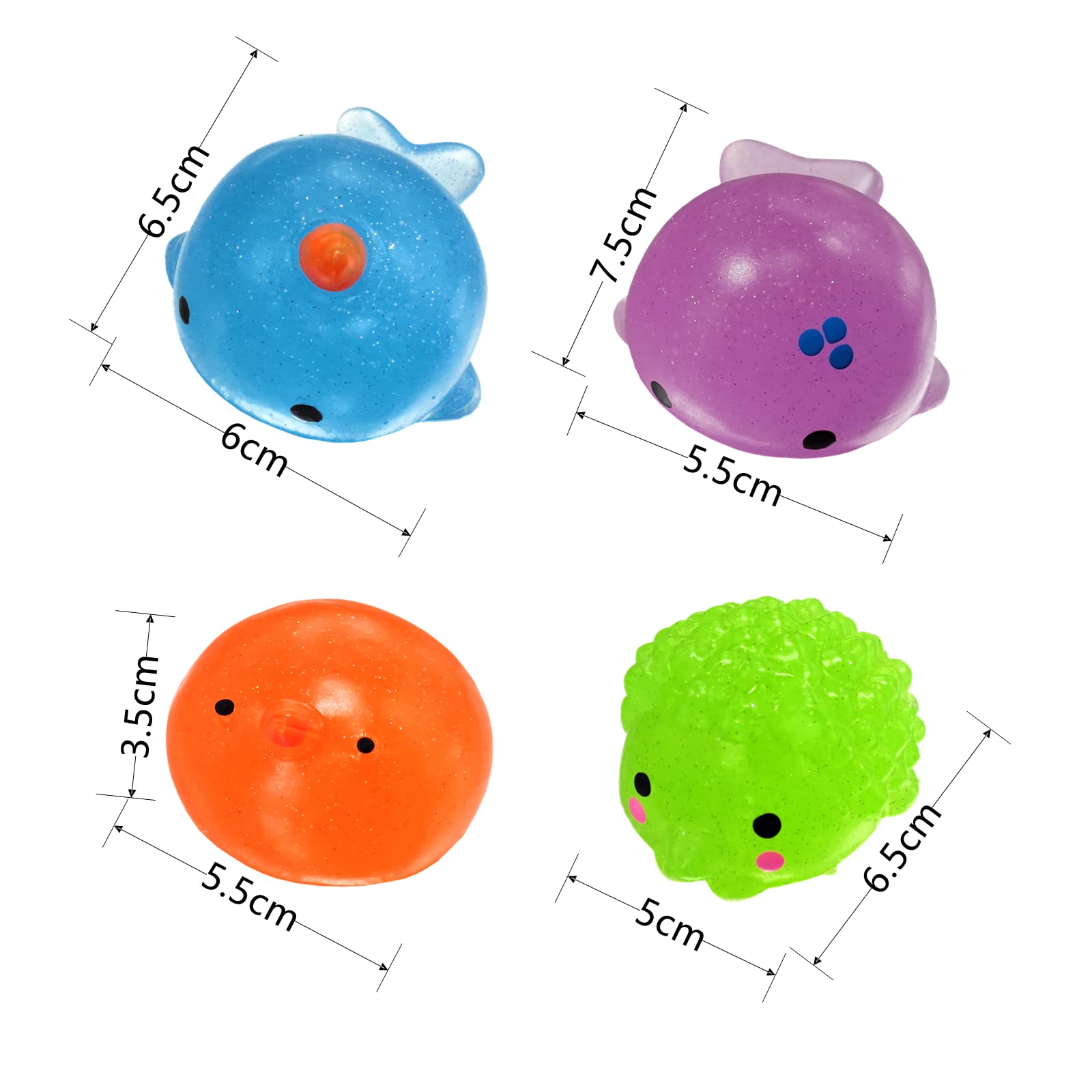 8-Piece Jumbo Glitter Mochi Squishy Toys - Stress Relief Animal Squishies for Kids Party Favors & Sensory Play | Perfect for Birthday Gifts, Classroom Rewards, and Anxiety Relief