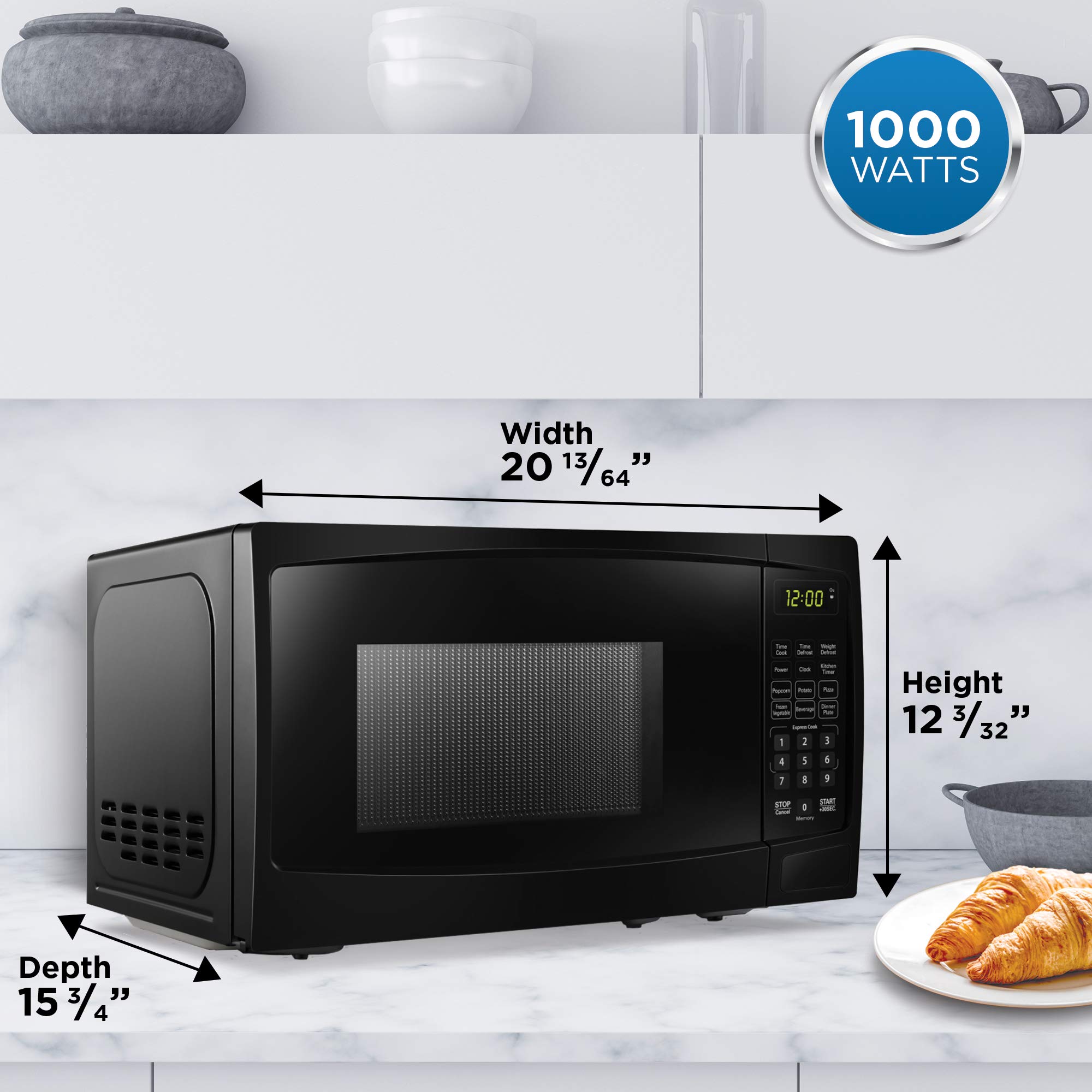 **Danby DBMW1120BBB 1.1 Cu.Ft. Black Countertop Microwave - 1000W, Family Size, Push Button Door - Perfect for Kitchens, Dorms & Small Spaces**