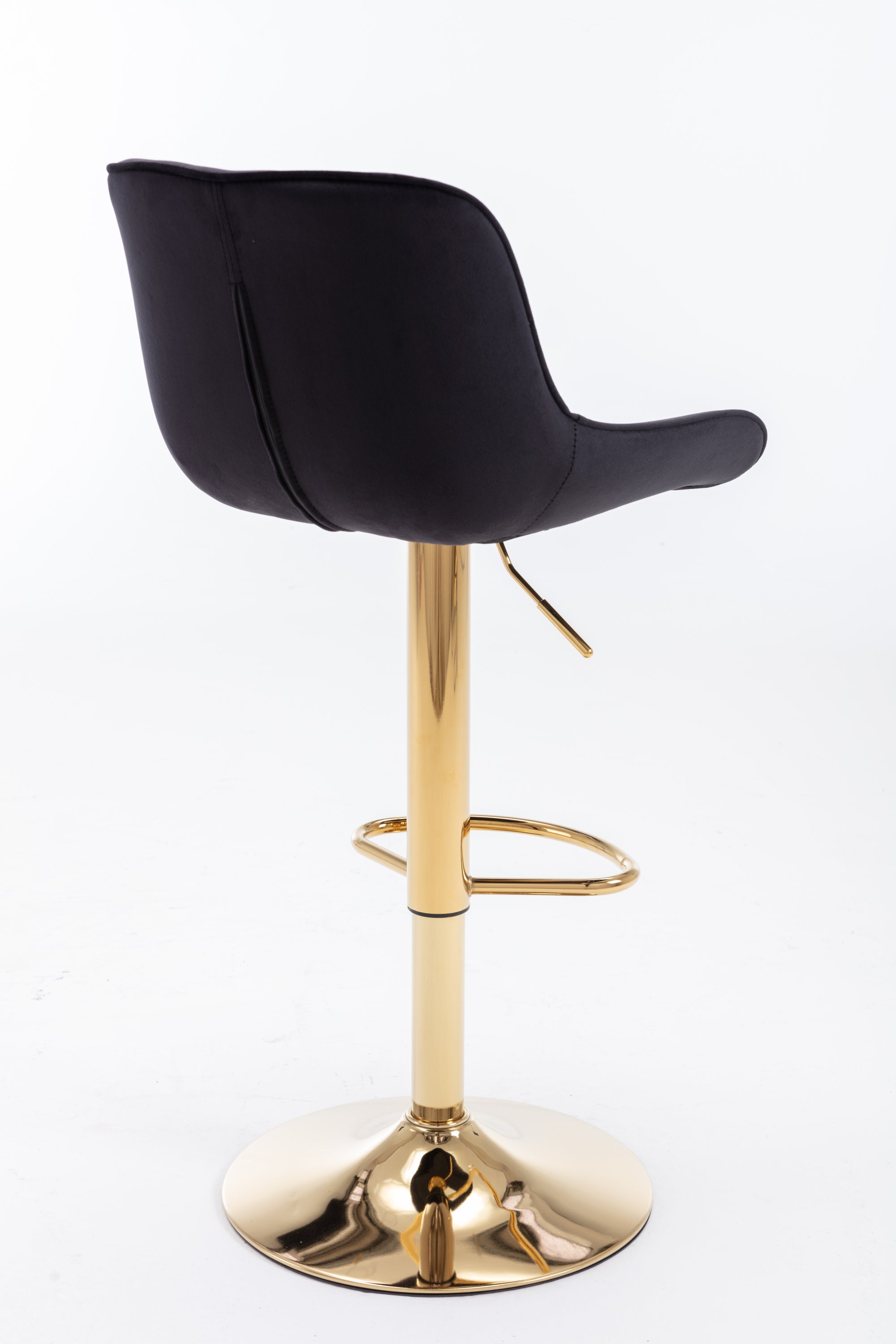 **Adjustable Chrome Footrest Swivel Bar Stool Set of 2 - Black Velvet Seat with Golden Legs for Kitchen Counter, Home Bar & Dining Room**