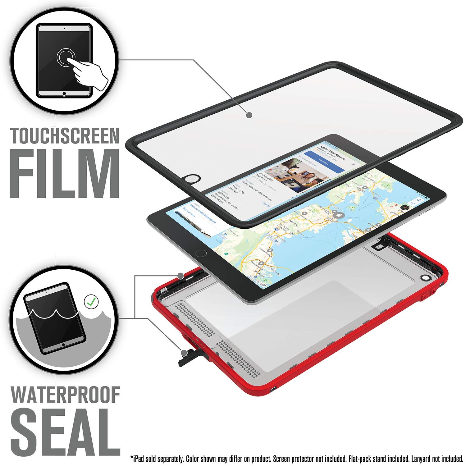 **Catalyst Waterproof Case for iPad 10.2 (9th/8th/7th Gen) – 6.6ft Waterproof, 4ft Drop Proof, Full Body Protection – Built-in Kickstand & Screen Protector – Flame Red – Perfect for Outdoor, Beach & Adventure Use**