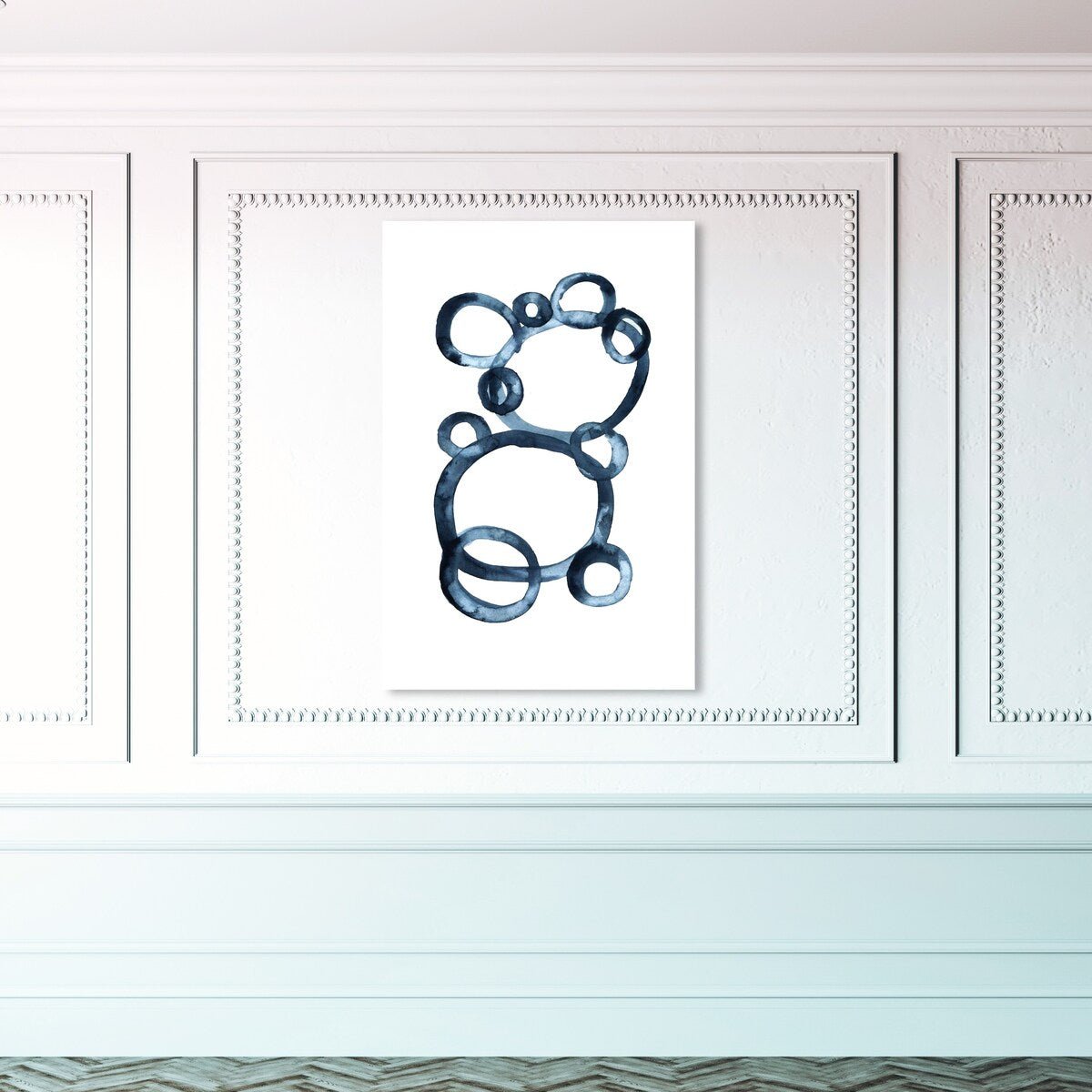 Bear Bubbles Modern Baby Bear Fingerpainted Art - Contemporary White Canvas Wall Print for Nursery & Boys Room Decor - Perfect for Baby Showers, Kids Bedrooms & Playroom Wall Art