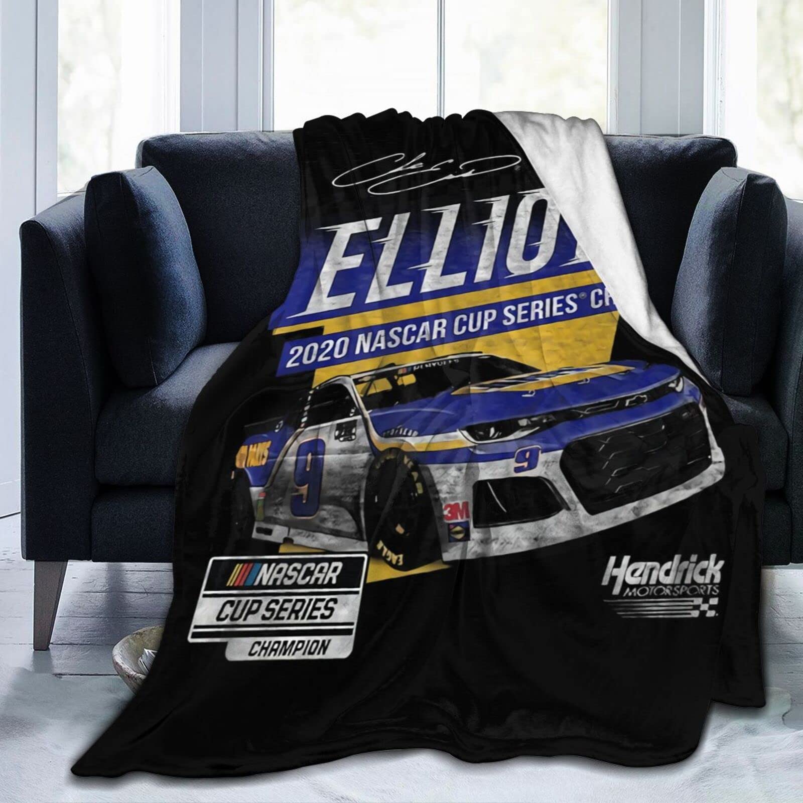 Chase Elliott #9 NASCAR Blanket - Soft Plush Flannel Throw for Sofa, Bed & Couch - All Seasons Microfiber Warm Decorative Tapestry - Lightweight Luxury Bedroom Decor for Fans & Home Use