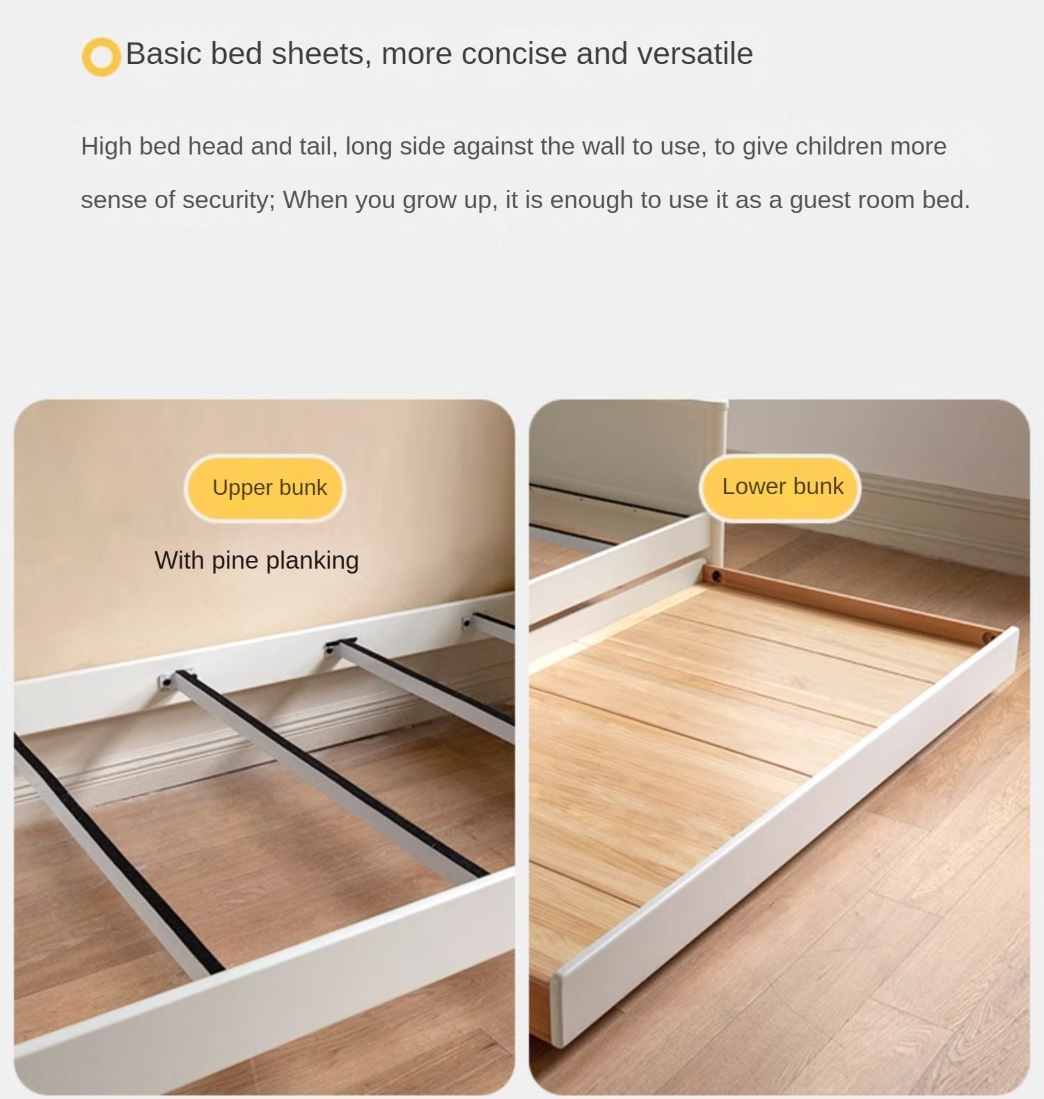 Solid Poplar Wood Kids Storage Bed - White Single Bed Frame with Underbed Drawers for Bedroom Organization & Space Saving