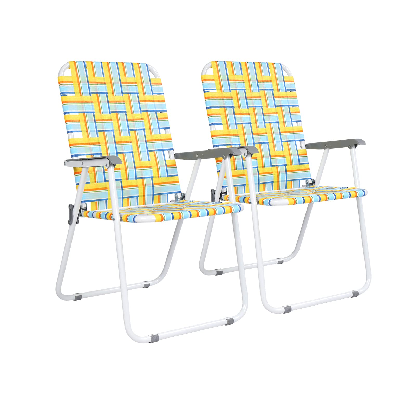 VINGLI 2-Pack Folding Lawn Chairs - Lightweight, Portable Outdoor Chairs for Patio, Beach, Camping, Yard & Garden - Classic Yellow - Perfect for Picnics, BBQs, and Relaxing in the Sun