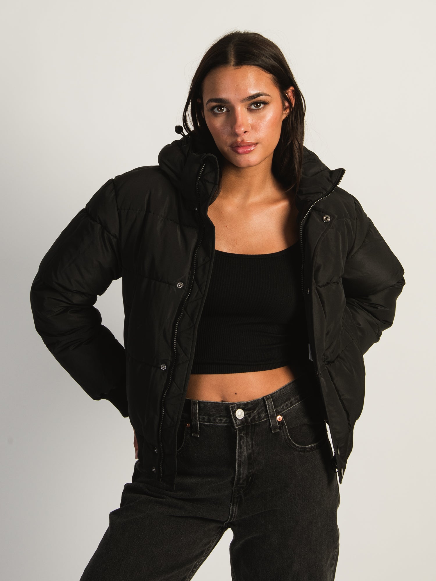 AZALEA WANG RIRI Hooded Puffer Jacket for Women - Winter Warm Quilted Down Coat with Fur Trim | Perfect for Outdoor Activities & Cold Weather Fashion