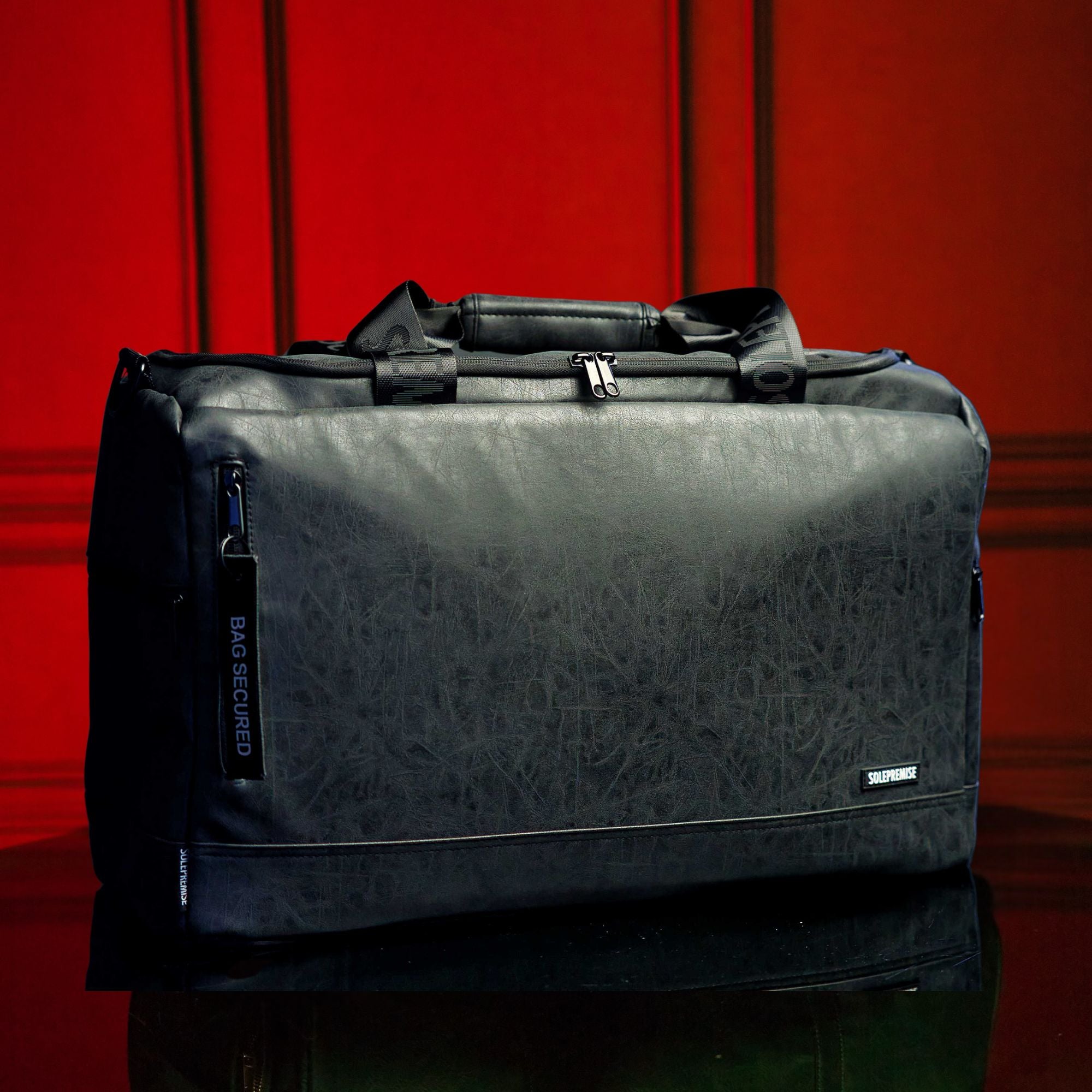 Premium Black Leather Sneaker Duffle Bag - Stylish & Durable Travel Duffel for Gym, Workout, Sports & Weekend Getaways - Perfect for Men & Women