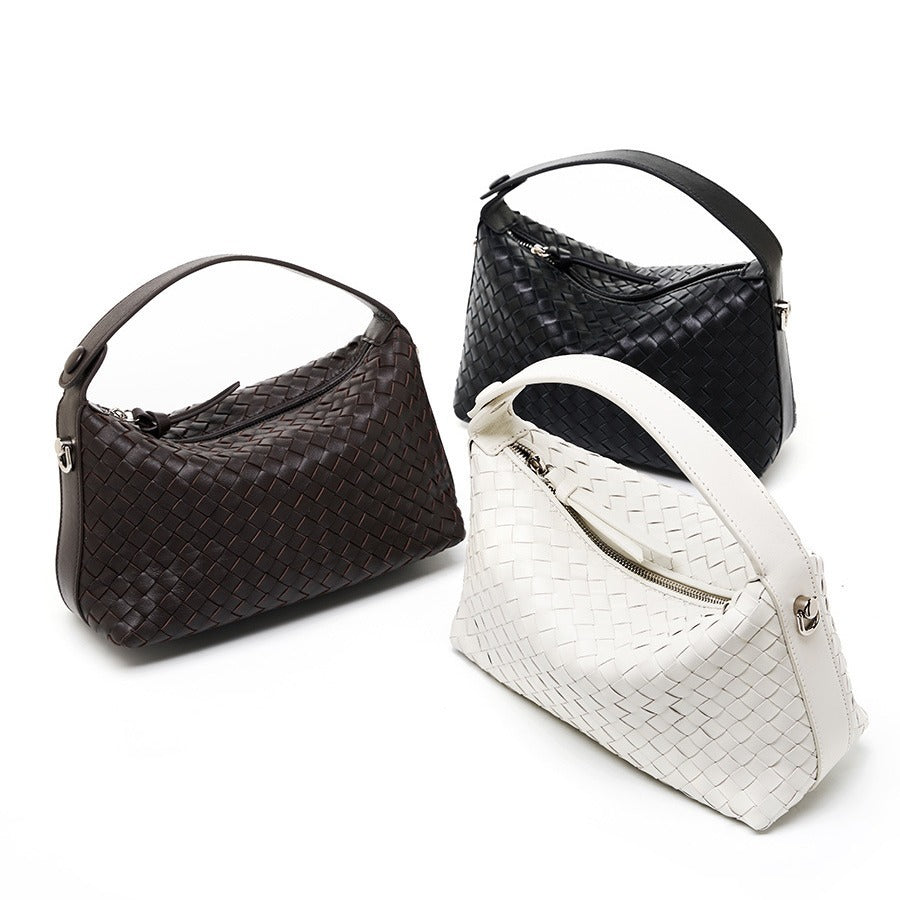 Genuine Leather Woven Dumpling Bag - Stylish Tote, Shoulder & Crossbody Purse for Women | Perfect for Work, Travel & Everyday Use