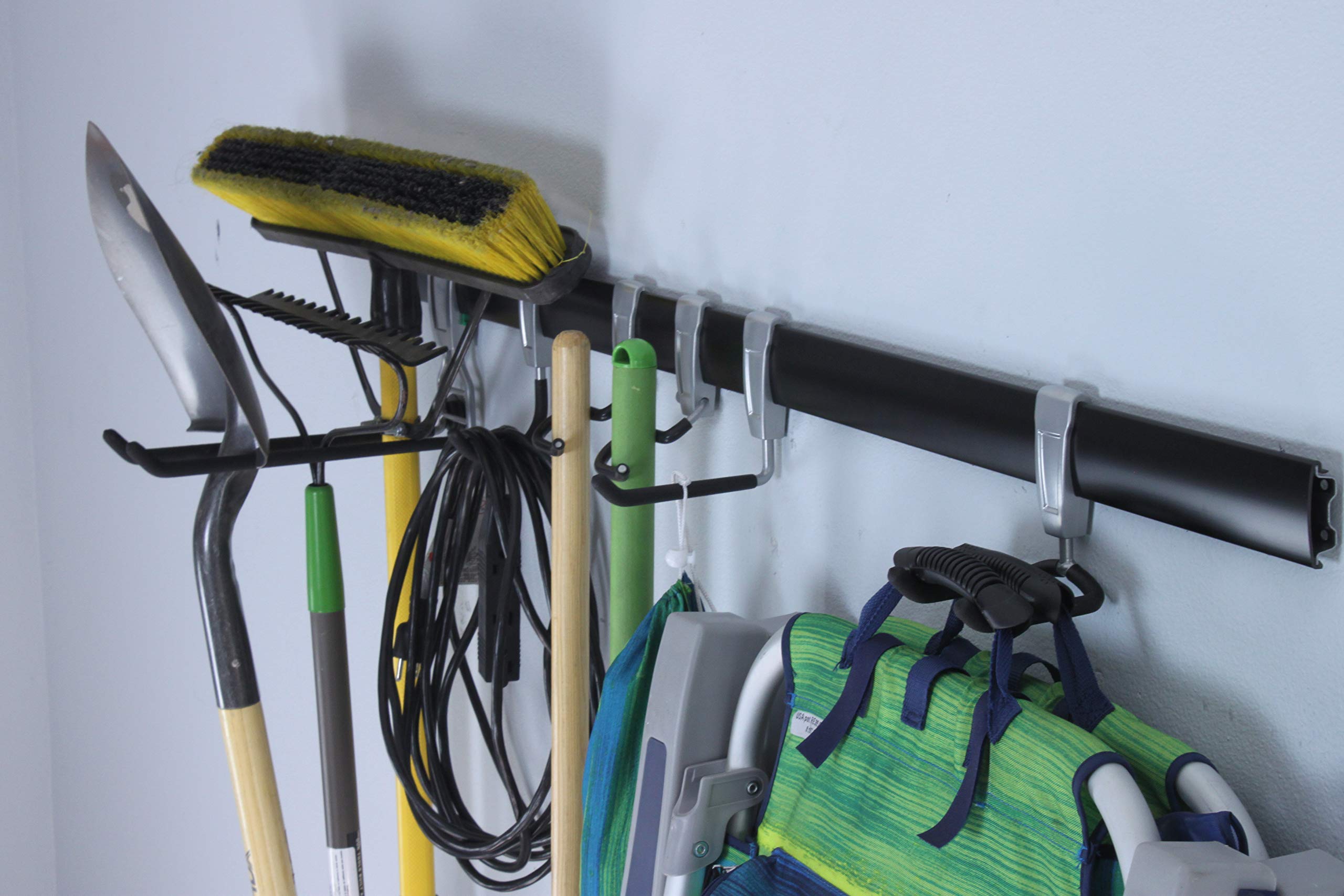 SafeRracks Wall Mounted Sports Gear Organizer - Heavy Duty Utility Storage Rack with 5 Hooks for Bikes, Skateboards & Outdoor Equipment | Perfect for Garage, Basement & Shed Organization