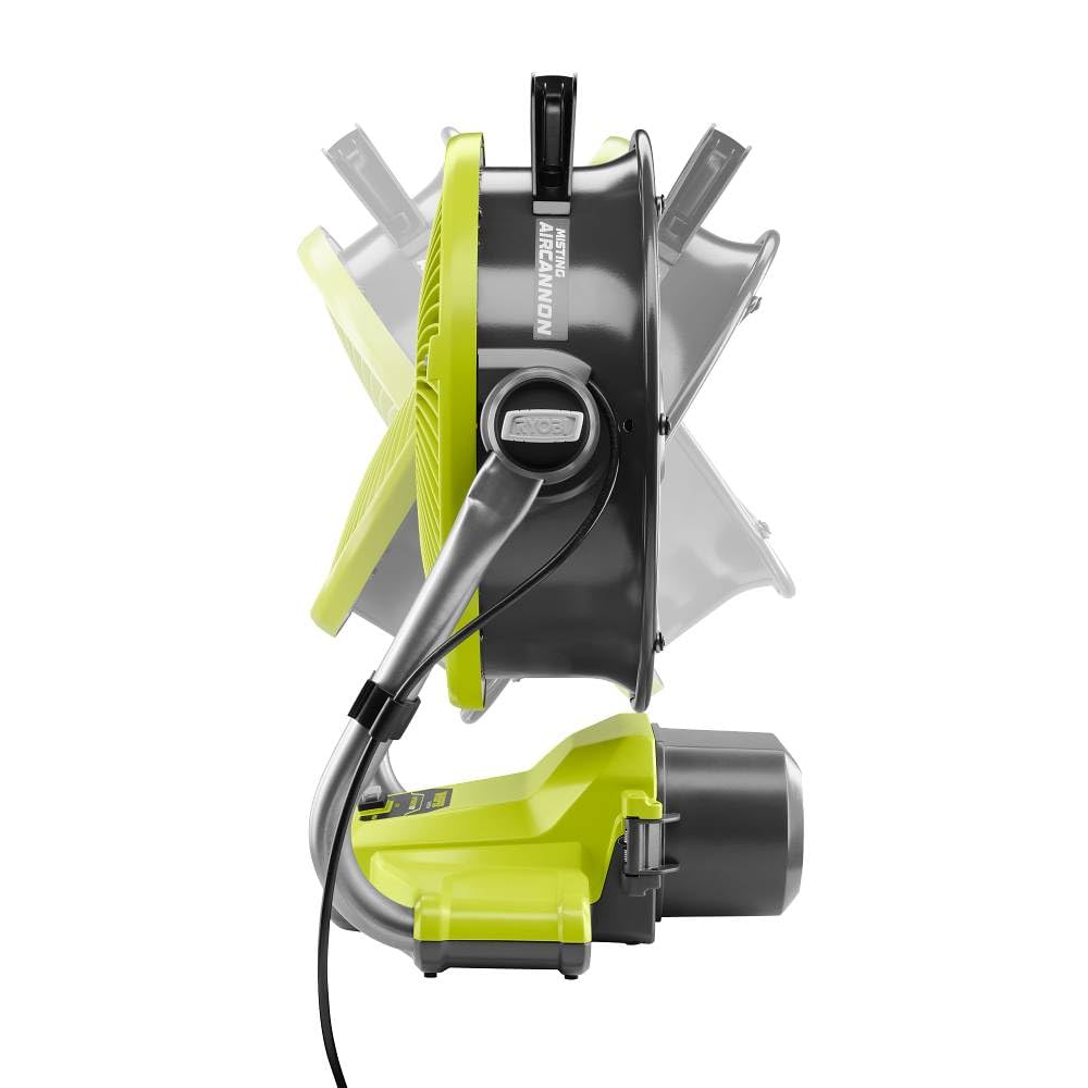 RYOBI ONE+ 18V Cordless Hybrid WHISPER SERIES 12 Inch Misting Air Cannon Fan - Battery & Charger Not Included - Perfect for Outdoor Cooling, Patio, Backyard, and Worksite Use