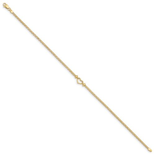 14K Yellow Gold Open Heart Anklet Bracelet - Dainty & Elegant Jewelry for Women, Perfect for Beach, Wedding & Everyday Wear