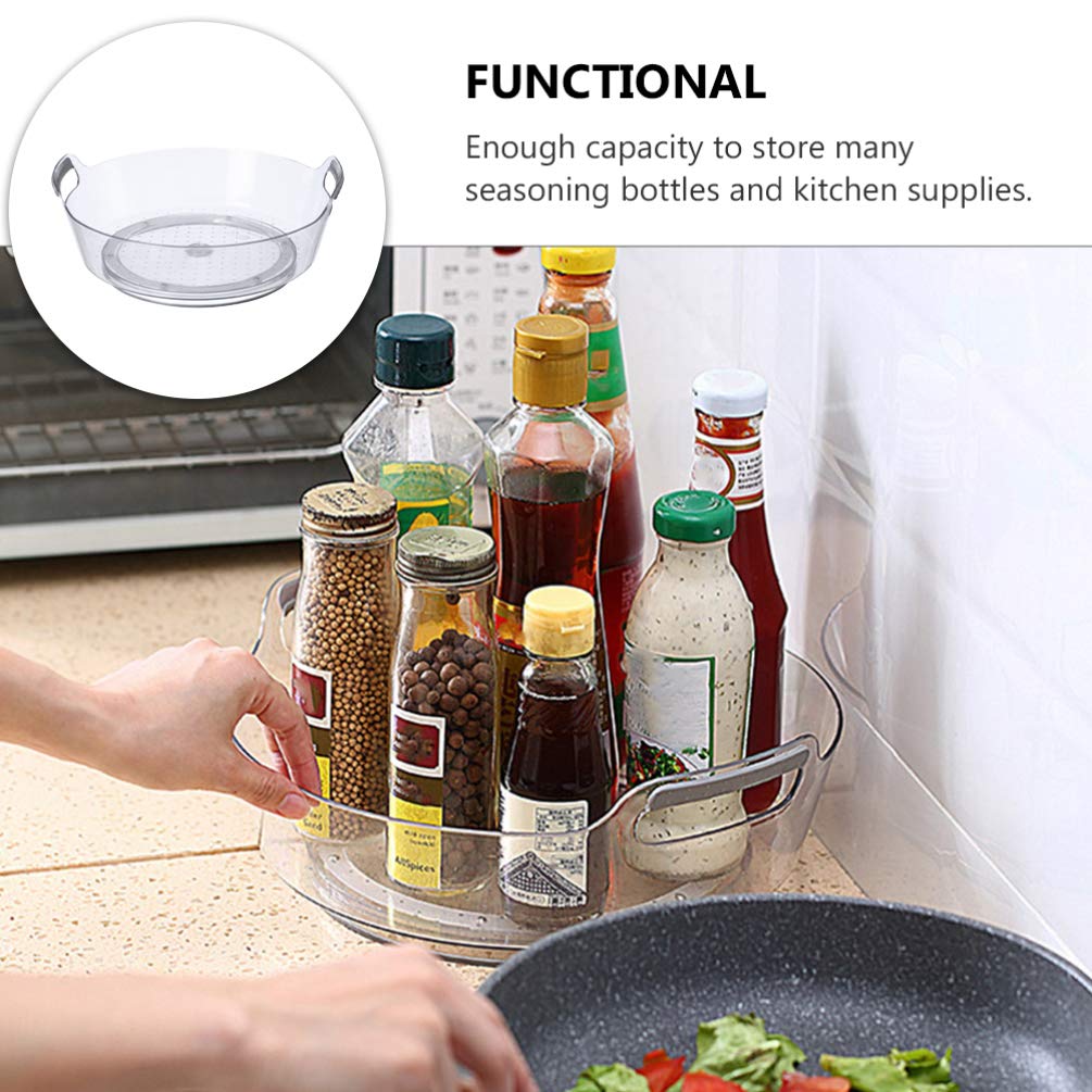 Hemoton 1-Piece Rotating Shelf - 360° Swivel Kitchen Turntable Organizer for Spices, Makeup & Bathroom Essentials | Space-Saving Cabinet Storage Tray for Vanity, Dressing Table & Countertop (Plastic) | Perfect for Pantry Organization, Cosmetic Display & Condiment Storage