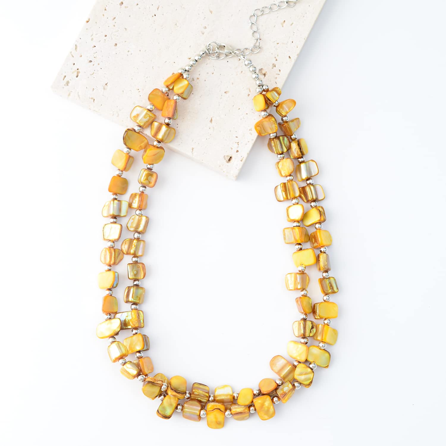 Boho Layered Shell Beaded Necklace for Women - Handmade Colorful Beaded Choker Necklace, Summer Beach Jewelry, Festival Accessories, Perfect for Vacation, Music Festivals & Boho Fashion Outfits