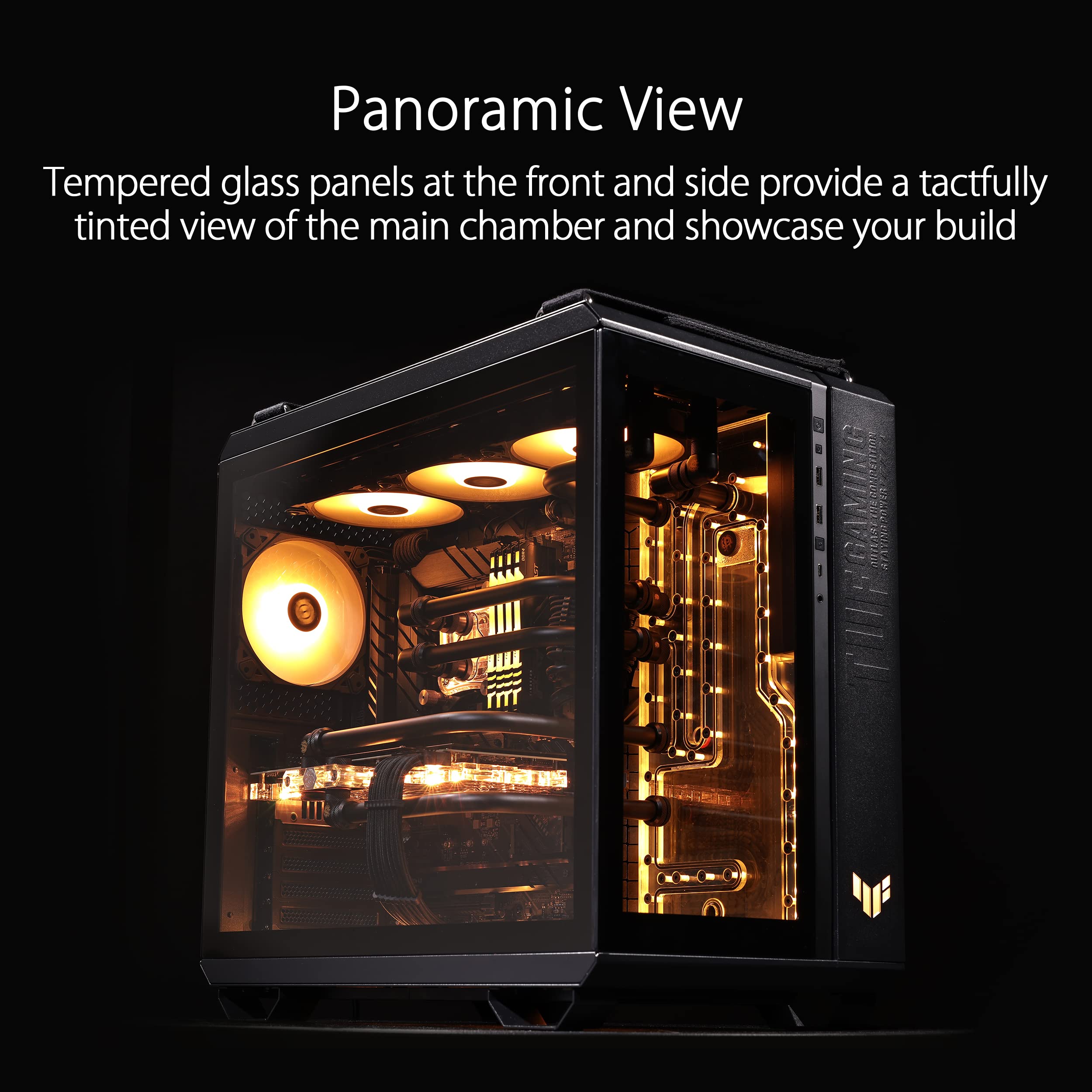 ASUS TUF Gaming GT502 Plus ATX Mid Tower PC Case - Dual Chamber Design, Independent CPU & GPU Cooling Zones, Tool-Free Side Panels, USB 3.2 Gen 2 Type-C, 4 ARGB Fans - White | Perfect for Gaming Rigs, Streaming Setups & High-Performance PC Builds