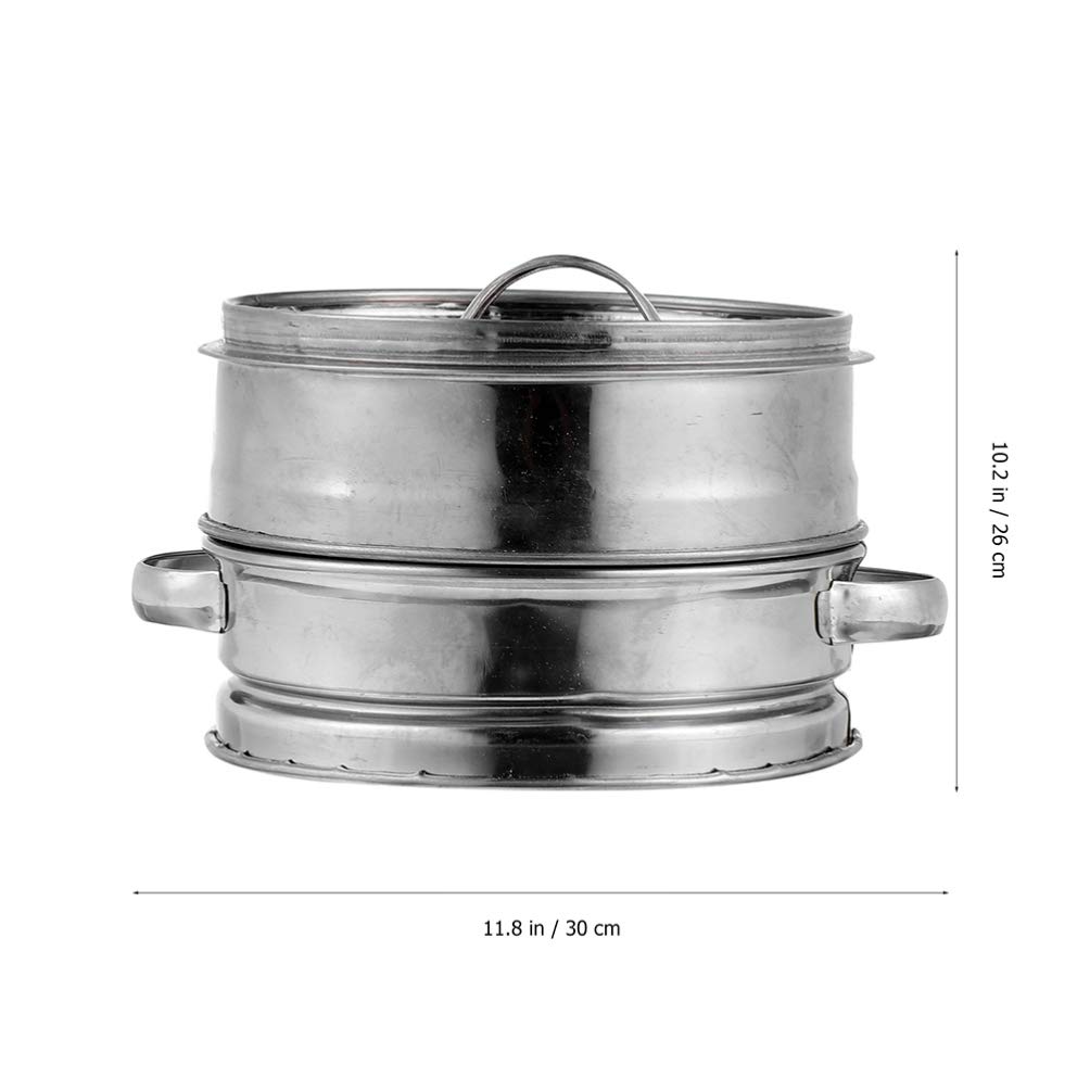 DOITOOL Stainless Steel Stackable Steamer Pot Set - 3-Piece Metal Food Steamer for Vegetables, Seafood & Desserts - Bamboo Lid Kitchen Utensil for Healthy Cooking | Stovetop & Induction Compatible | Perfect for Dim Sum, Tamales & Meal Prep
