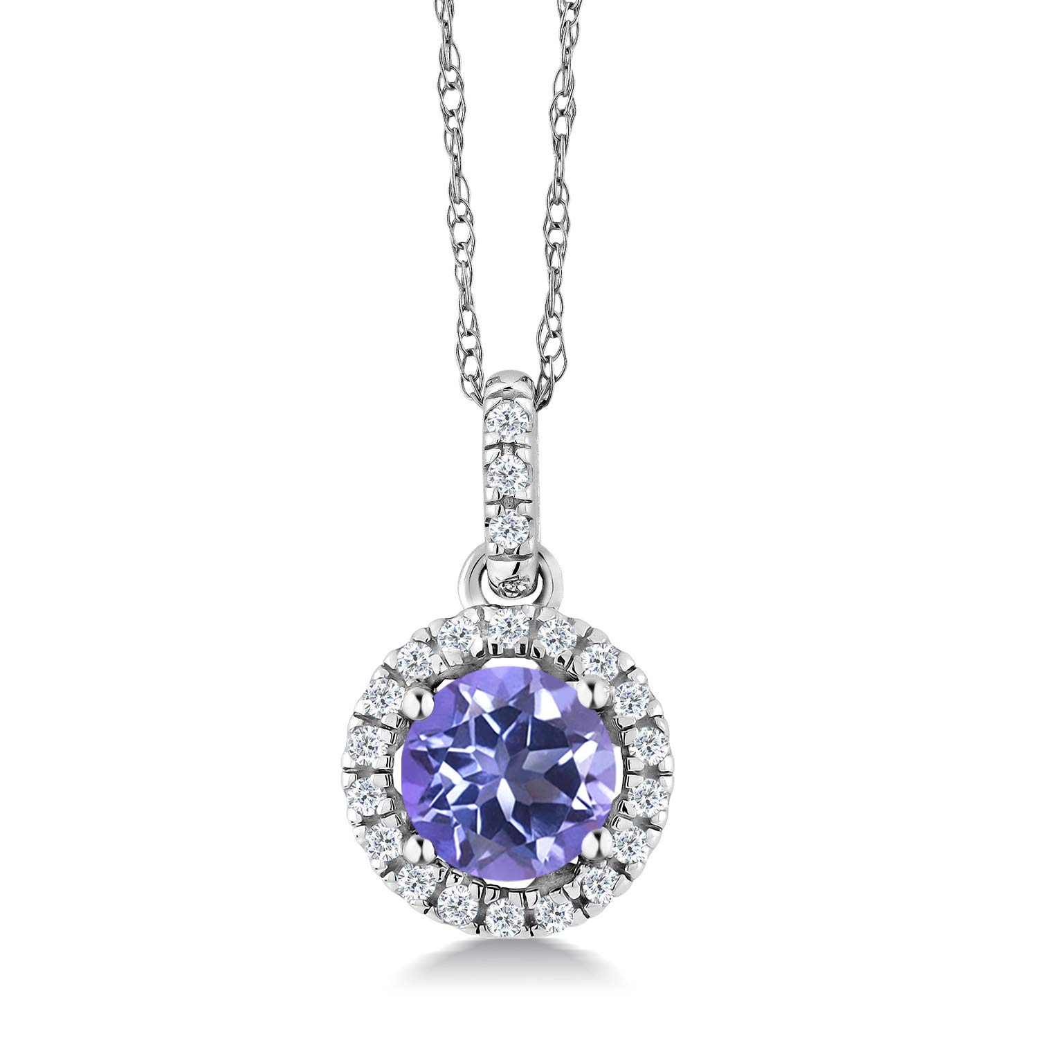 0.80 Ct Round Blue Mystic Topaz & White Diamond 14K White Gold Pendant - Elegant Gemstone Jewelry for Women, Perfect for Gifts, Anniversaries & Special Occasions