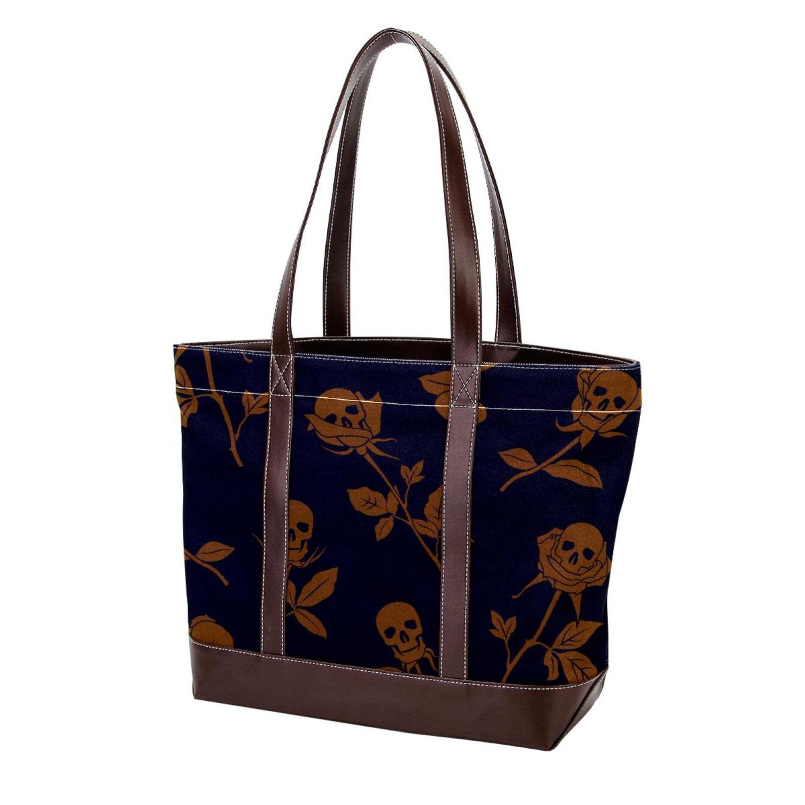 Stylish Large Tiger Print Tote Bag - Genuine Leather & Canvas Women's Shoulder Bag with Top Handle - Perfect for Work, Travel & Everyday Use