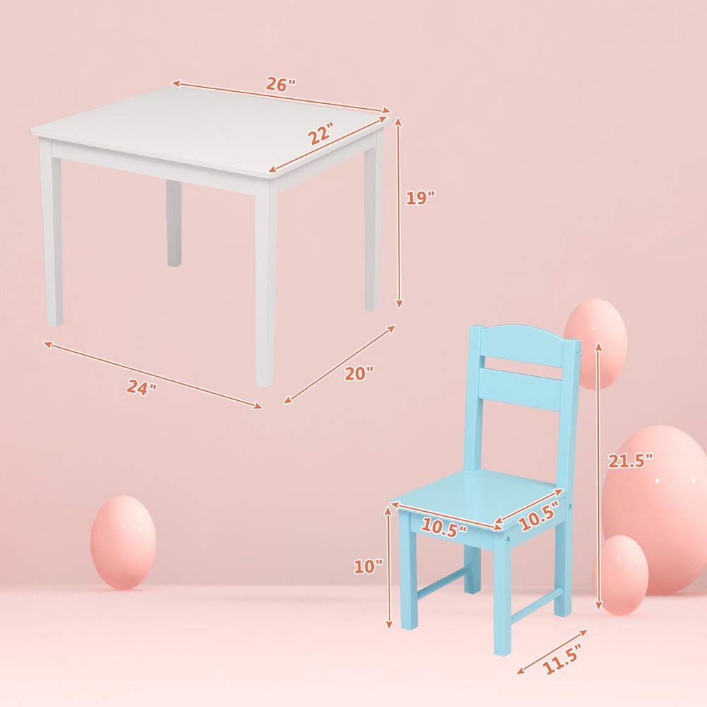 Wooden Toddler Table and Chair Set - 1 Table & 4 Chairs for Kids Ages 3-8 | Multi-Functional Activity Table for Reading, Coloring, Arts & Crafts, Board Games | Perfect for Preschool, Daycare & Home Playroom