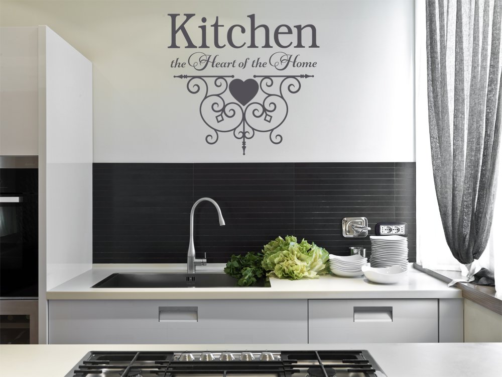 Kitchen The Heart of The Home Quote Vinyl Wall Decal Sticker - Lime Green Home Decor Art for Kitchen Wall, Dining Room & Living Room