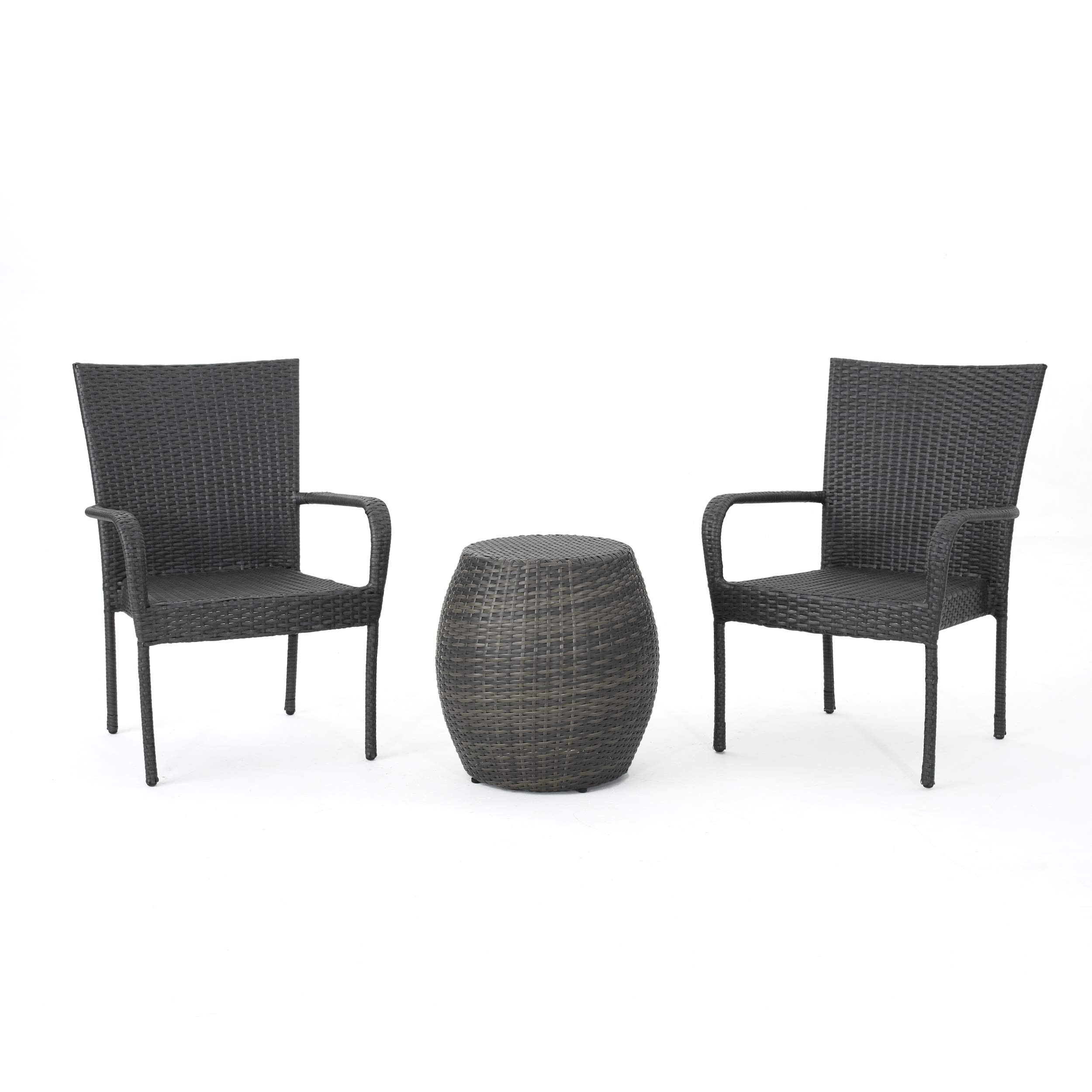 Christopher Knight Home Orleans 3-Piece Outdoor Wicker Patio Chat Set in Gray - Perfect for Garden, Poolside & Backyard Relaxation