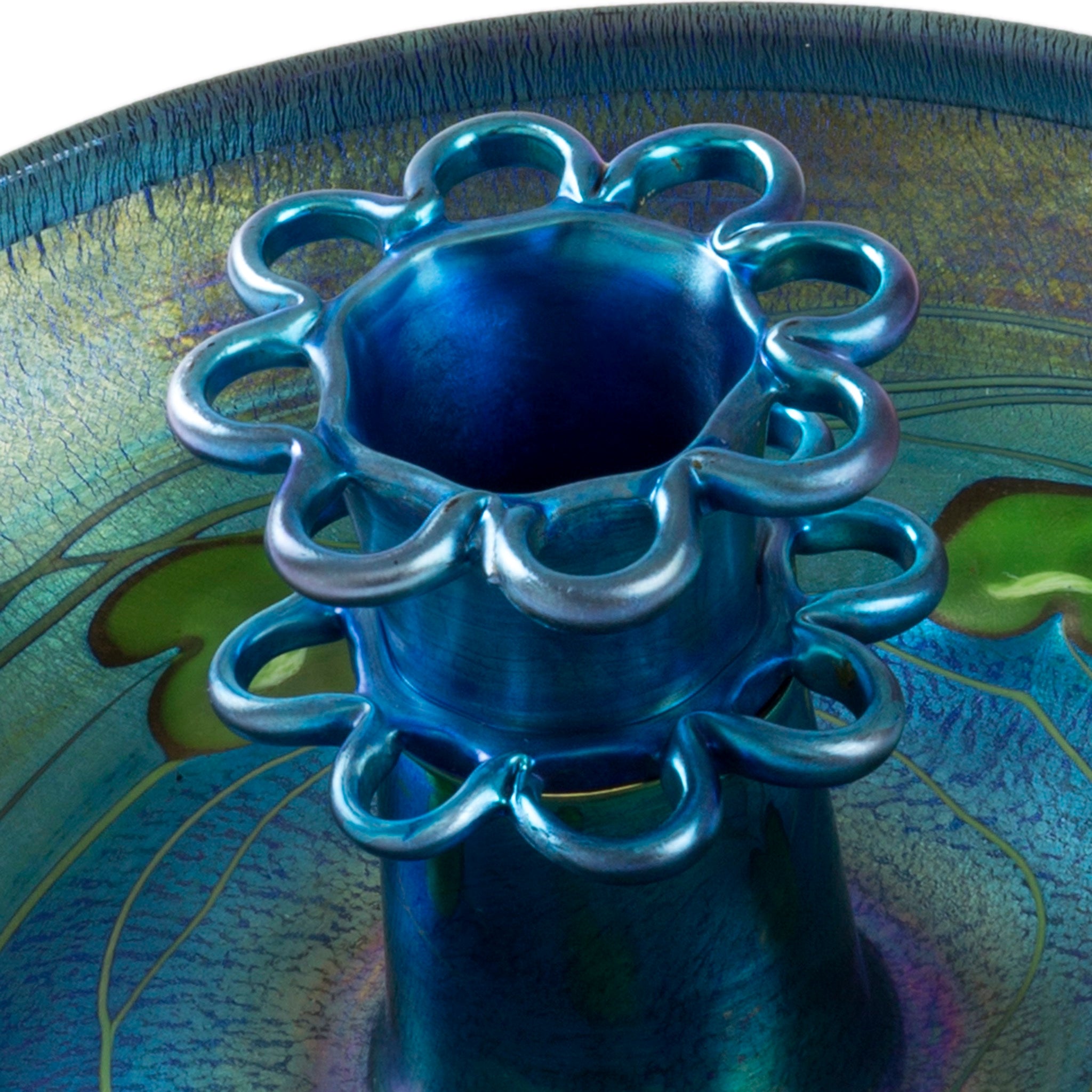 Tiffany Studios New York Favrile Glass Centerpiece - Handcrafted Art Nouveau Vase for Dining Table Decor, Wedding Centerpieces & Luxury Home Accents