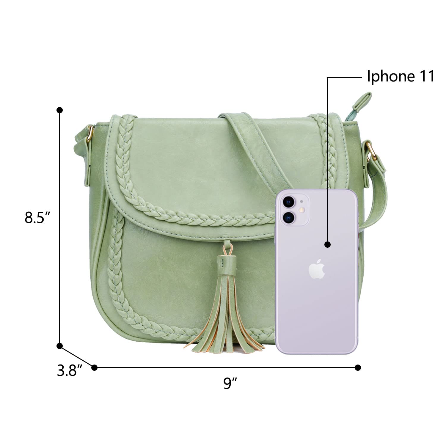 KKXIU Women's Casual Flap Saddle Crossbody Bag with Tassel - Stylish Shoulder Purse for Everyday Use, Travel & Shopping